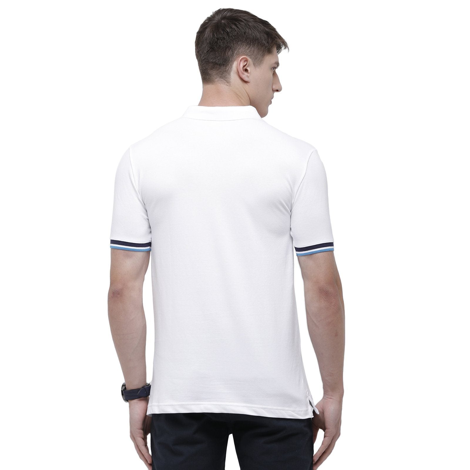 Swiss club Men's Round Neck Half Sleeve White Cotton Slim Fit T-Shirt DELTA-WHITE SF P T-shirt Swiss Club 