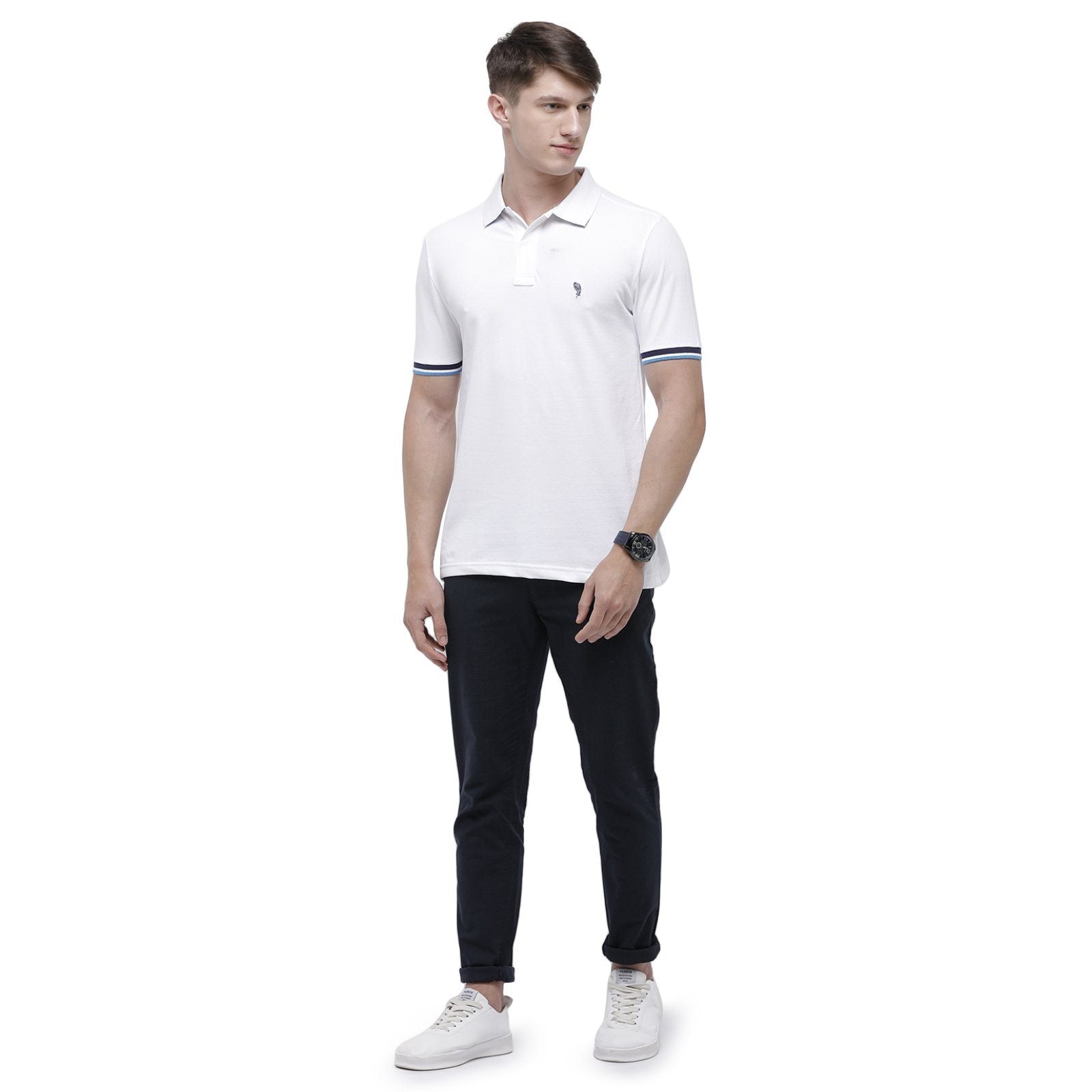 Swiss club Men's Round Neck Half Sleeve White Cotton Slim Fit T-Shirt DELTA-WHITE SF P T-shirt Swiss Club 