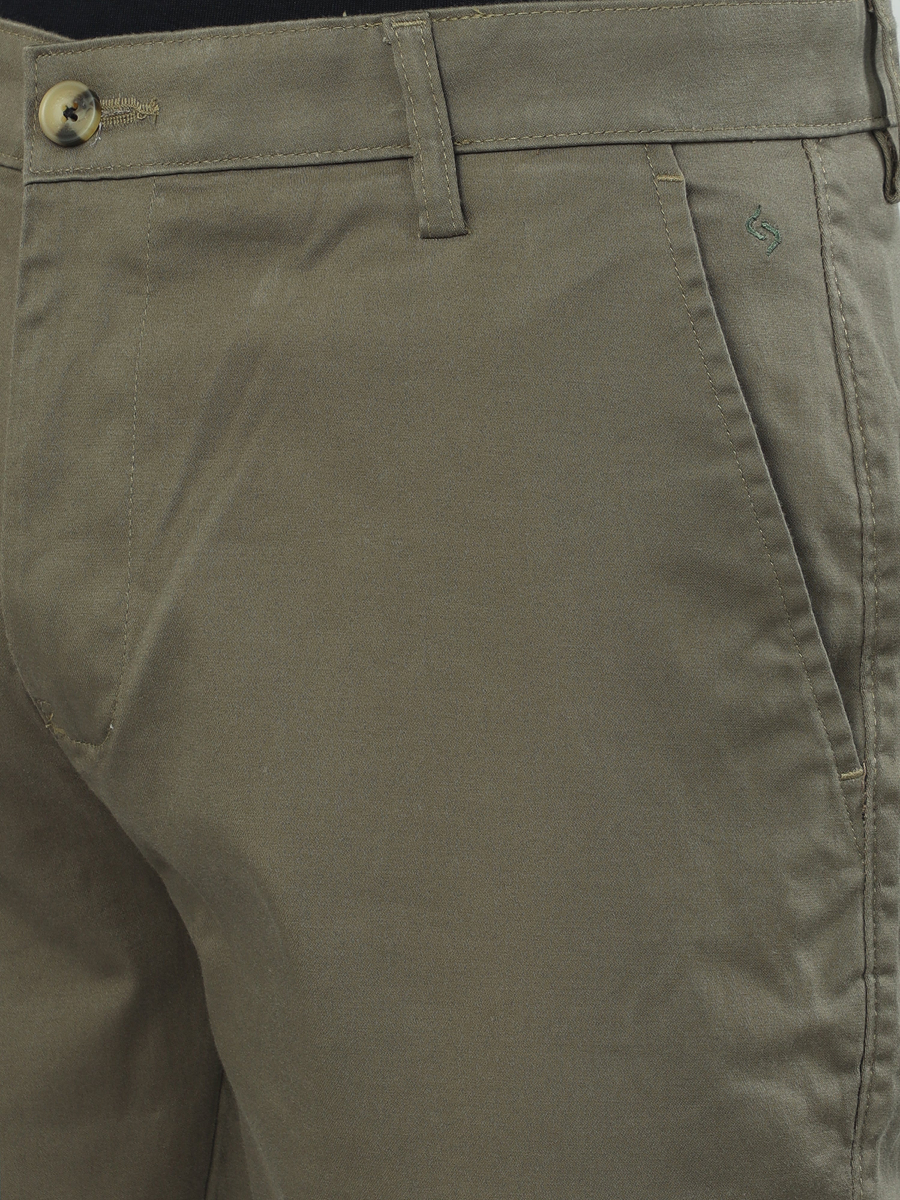 Classic Polo Men's   Moderate Fit Cotton Trousers | CR-TRS-SATIN-OLIVE MF LY