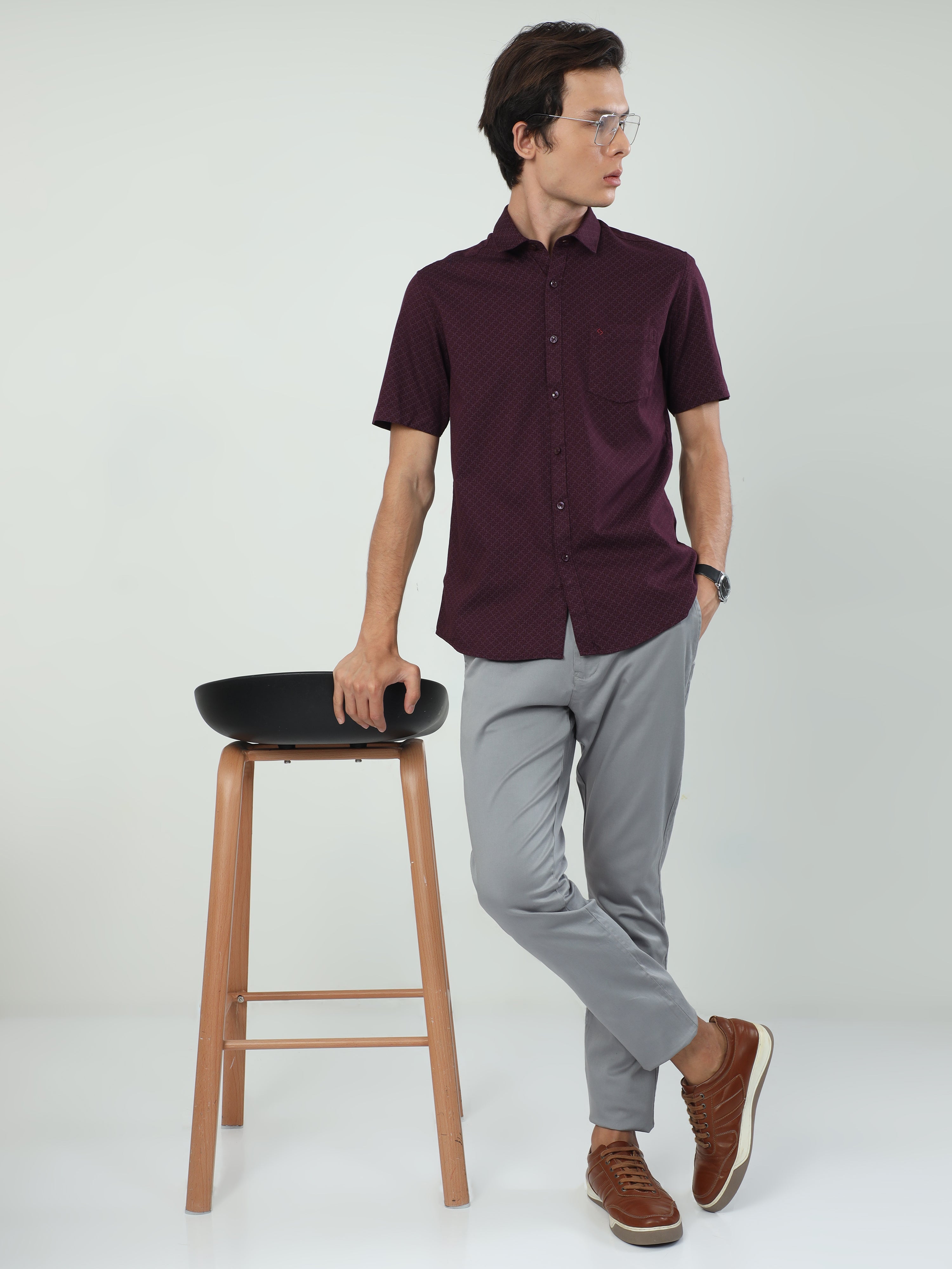 Classic Polo Men's   Moderate Fit Cotton Trousers | CR-TRS-SATIN-LT.GREY MF LY