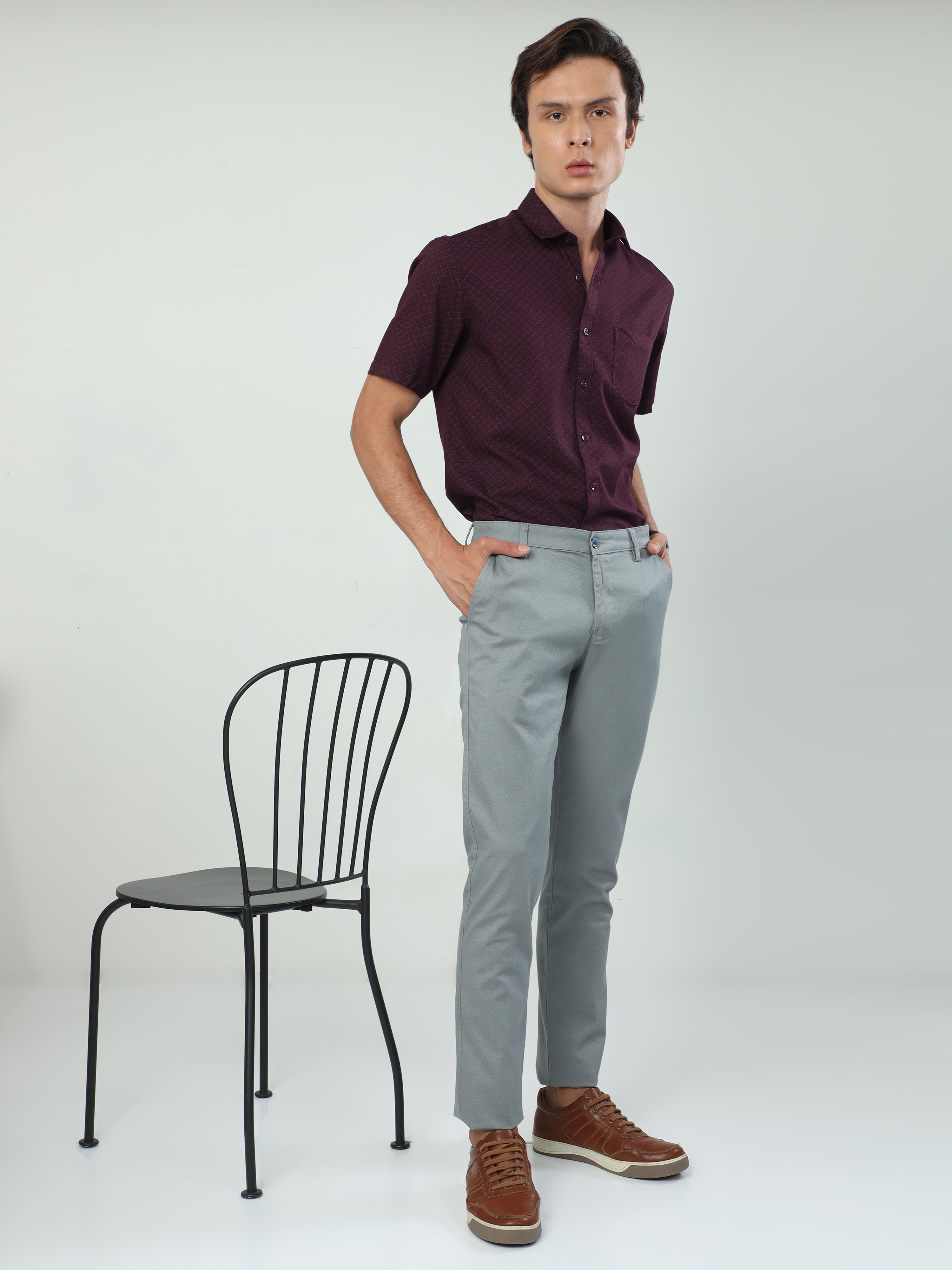 Classic Polo Men's   Moderate Fit Cotton Trousers | TO2-21 E-BLU-MF-LY