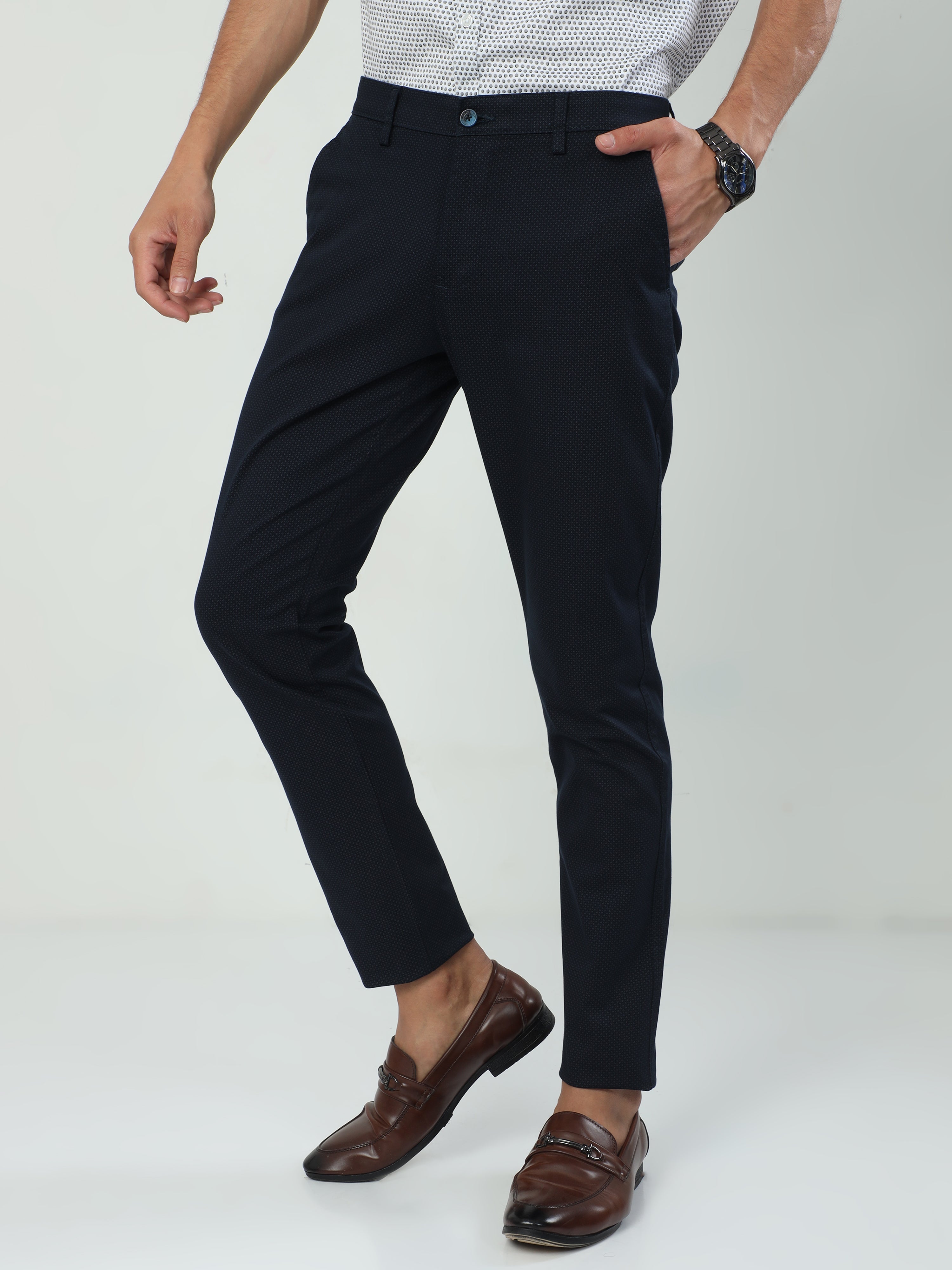 Classic Polo Men's   Moderate Fit Cotton Trousers | TO2-51 A-NVY-MF-LY
