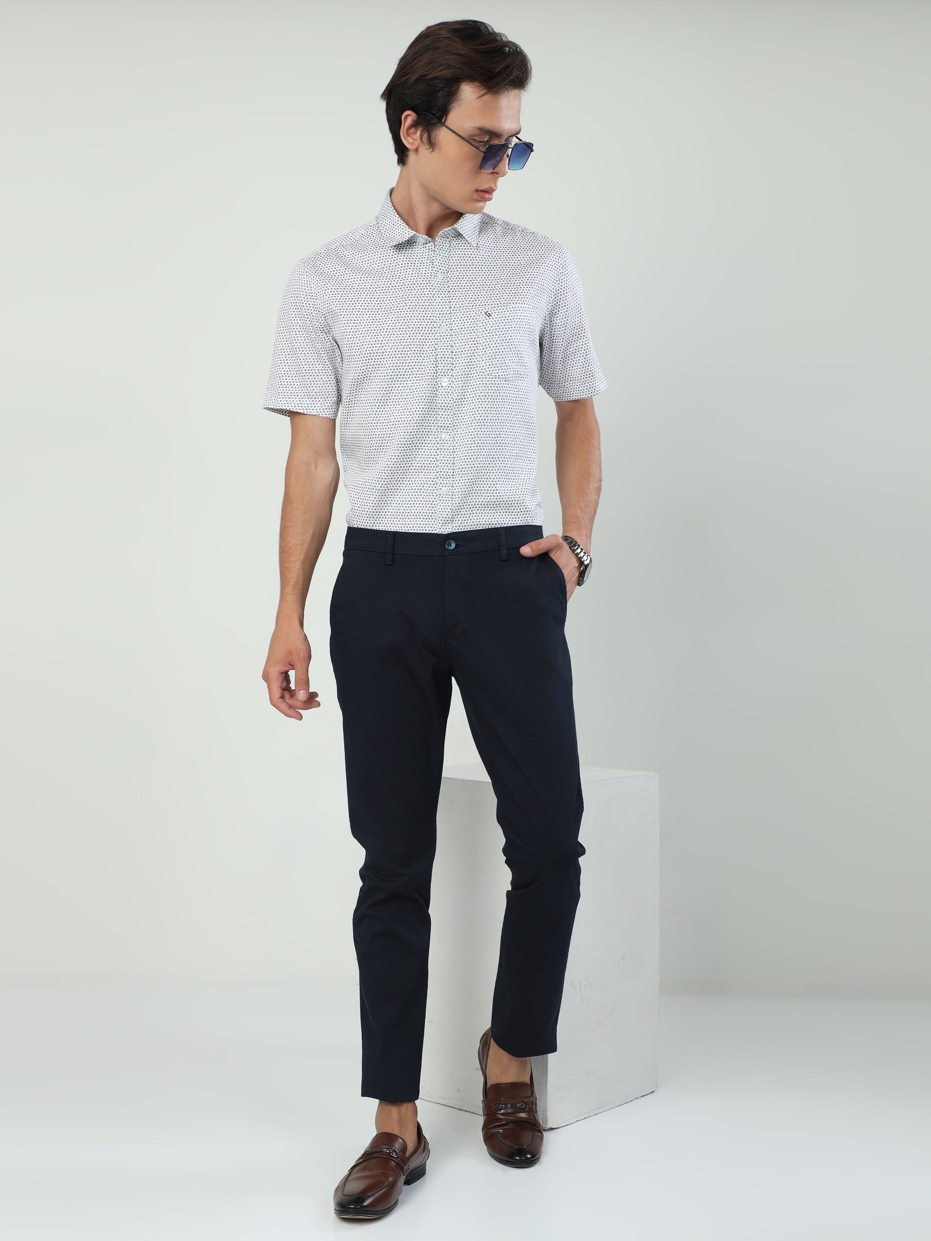 Classic Polo Men's   Moderate Fit Cotton Trousers | TO2-51 A-NVY-MF-LY