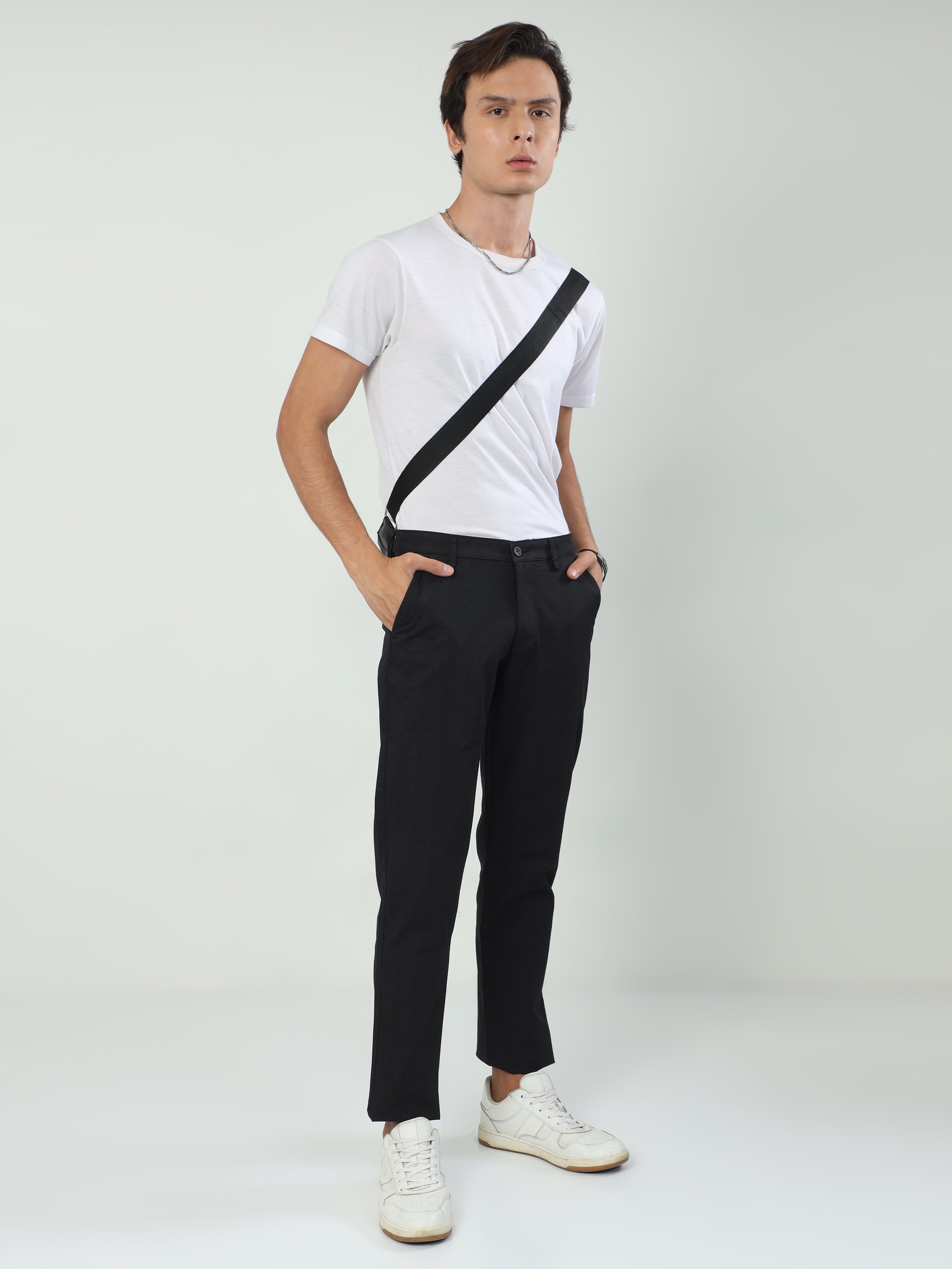Classic Polo Men's   Slim Fit Cotton Trousers | TO2-08 C-BLK-SF-LY