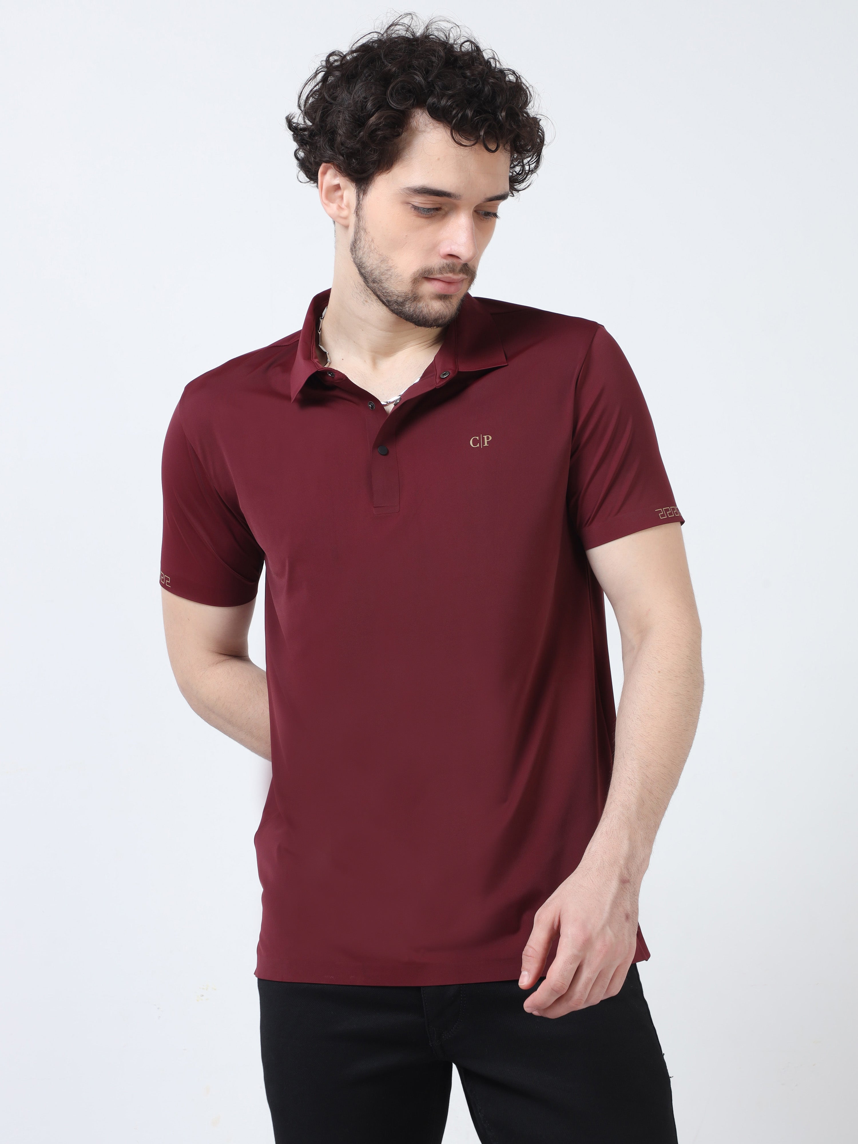 Classic Polo Men's Casual Solid Burgundy Half Sleeve T-Shirt | UNICO - 115 SF P
