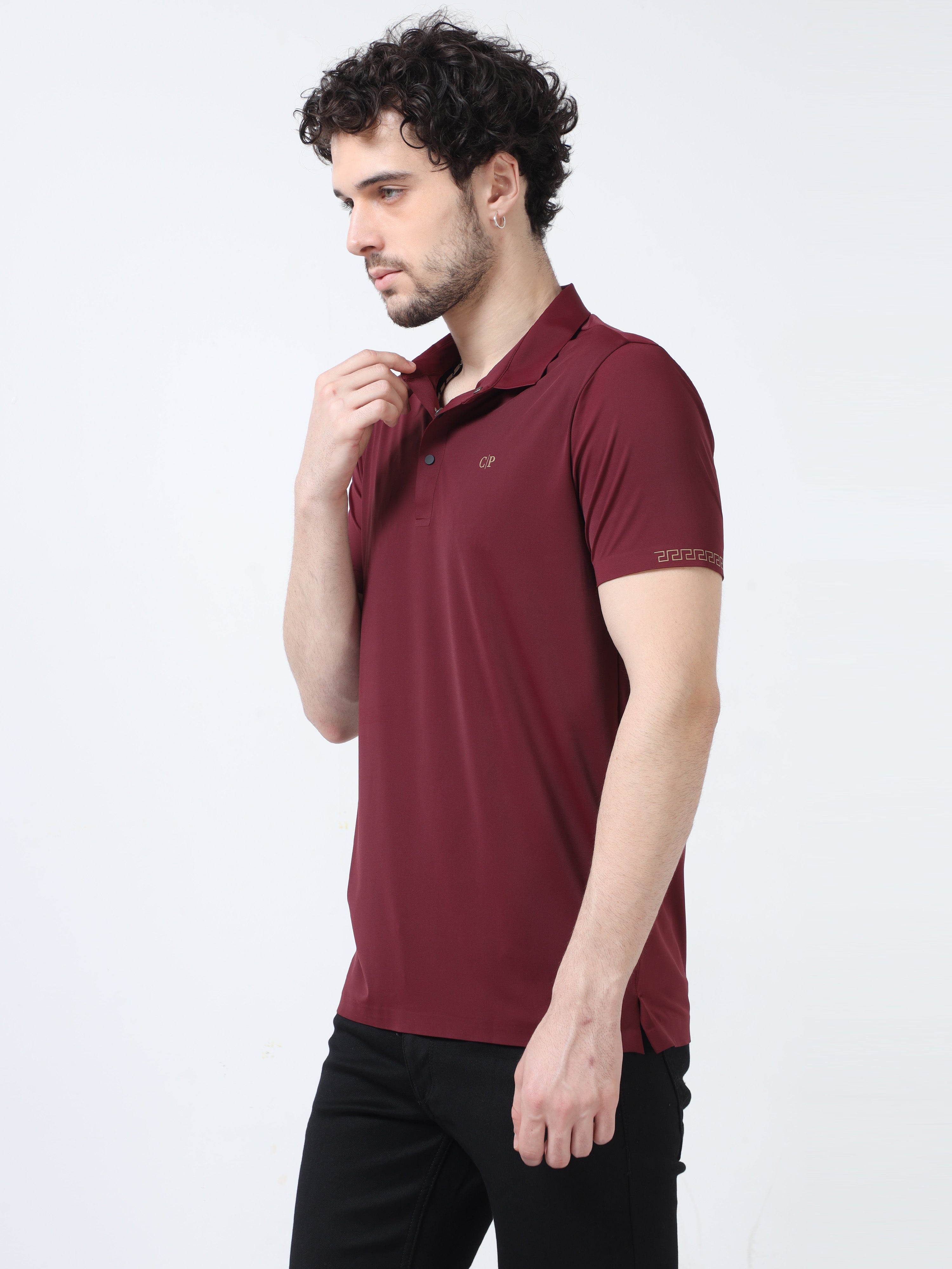 Classic Polo Men's Casual Solid Burgundy Half Sleeve T-Shirt | UNICO - 115 SF P