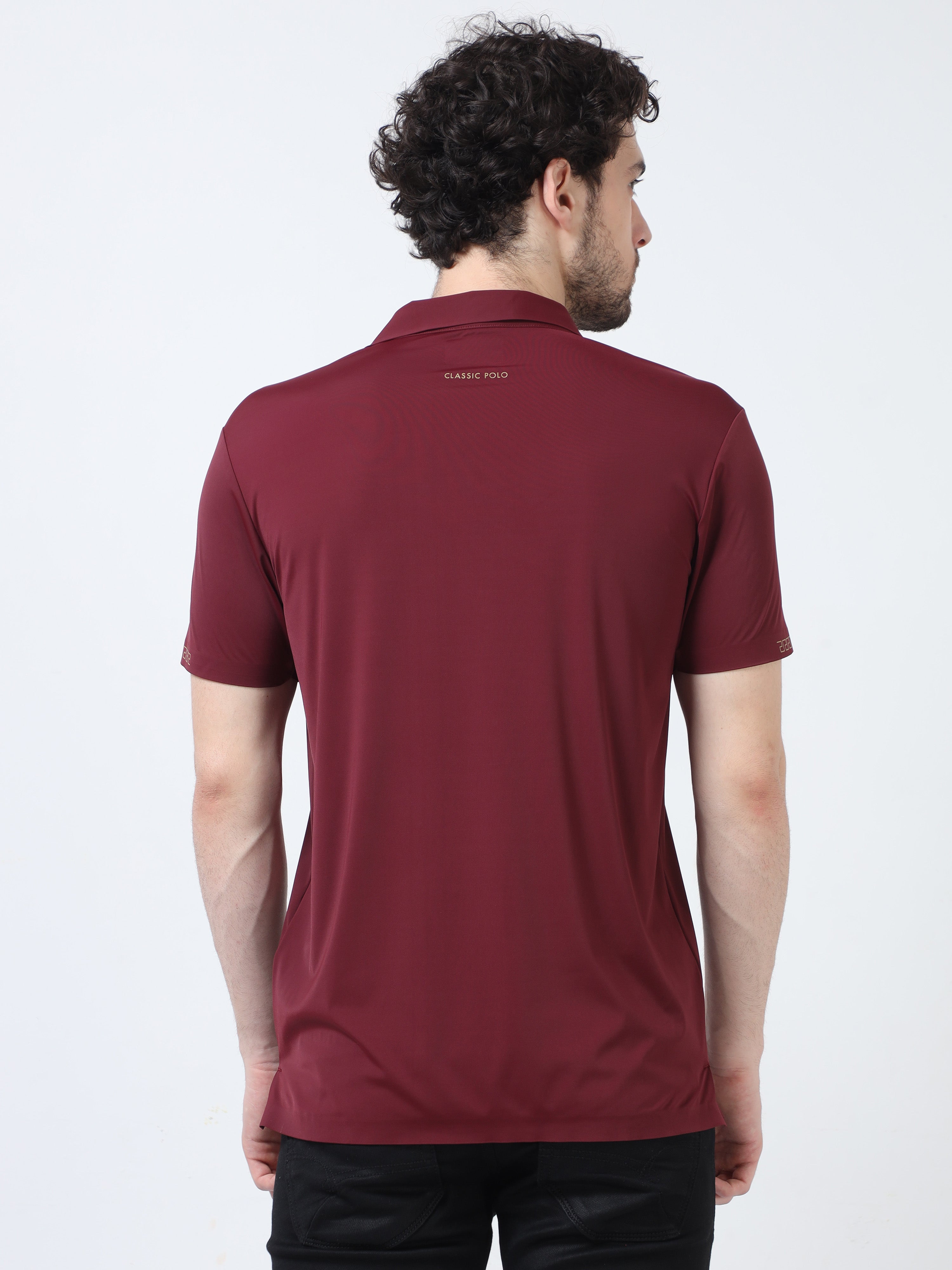 Classic Polo Men's Casual Solid Burgundy Half Sleeve T-Shirt | UNICO - 115 SF P