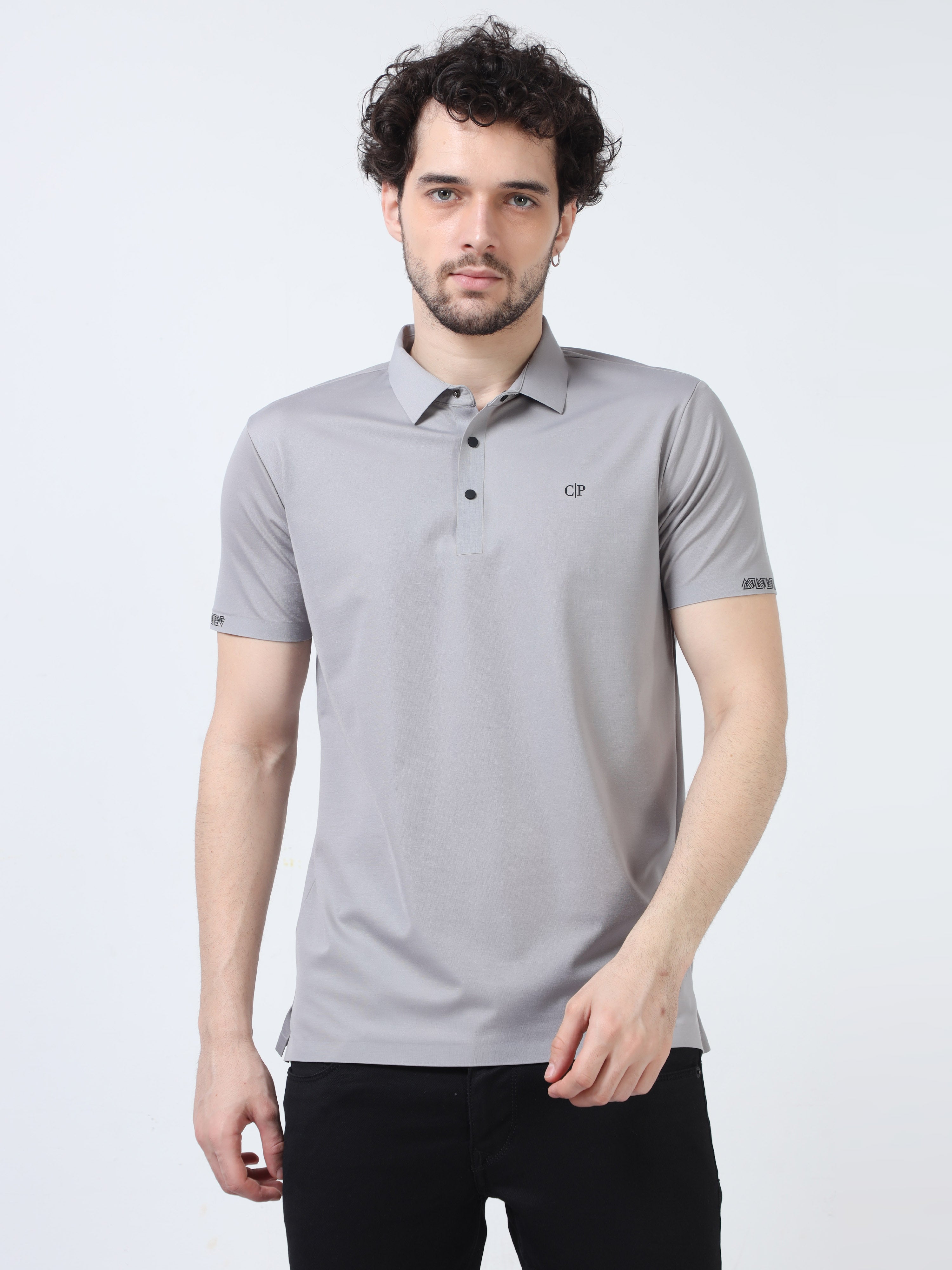 Classic Polo Men's Casual Solid Lt.Grey Half Sleeve T-Shirt | UNICO - 89 B SF P