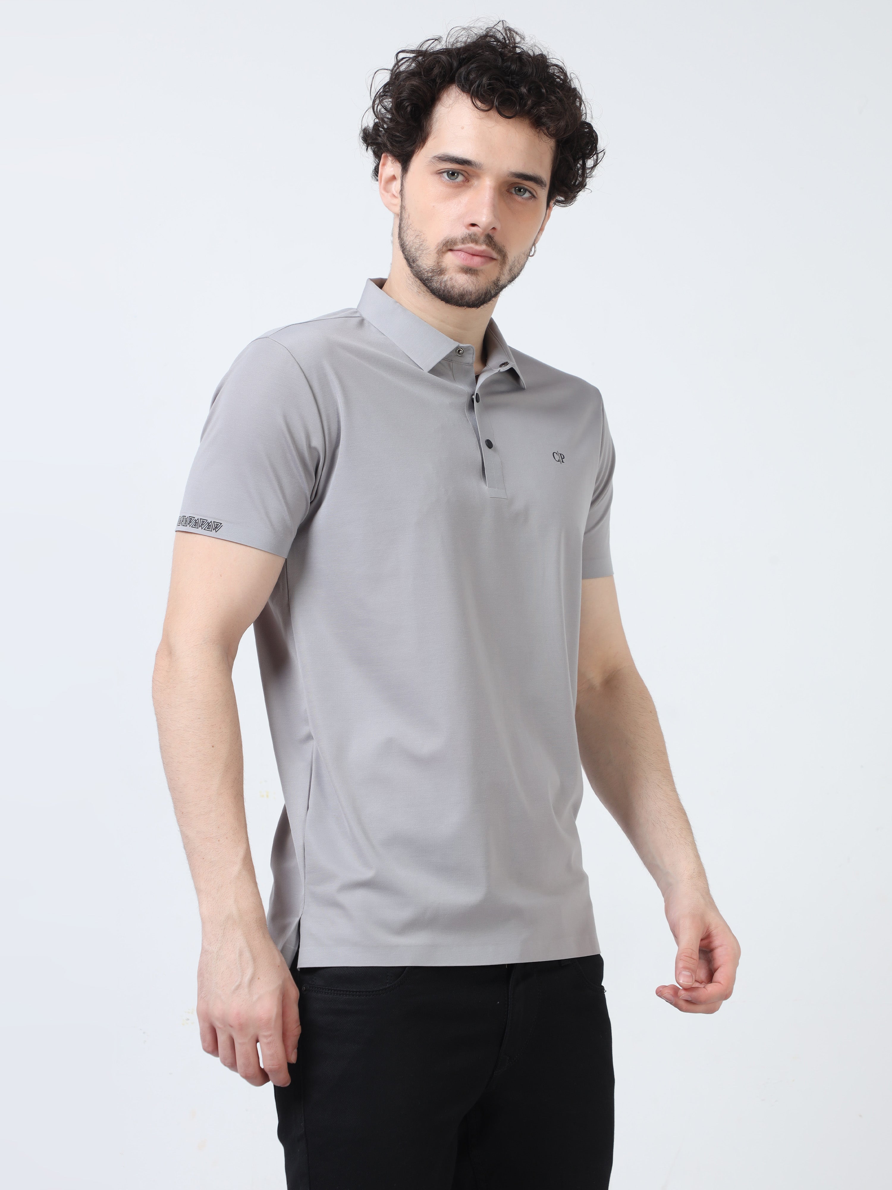 Classic Polo Men's Casual Solid Lt.Grey Half Sleeve T-Shirt | UNICO - 89 B SF P