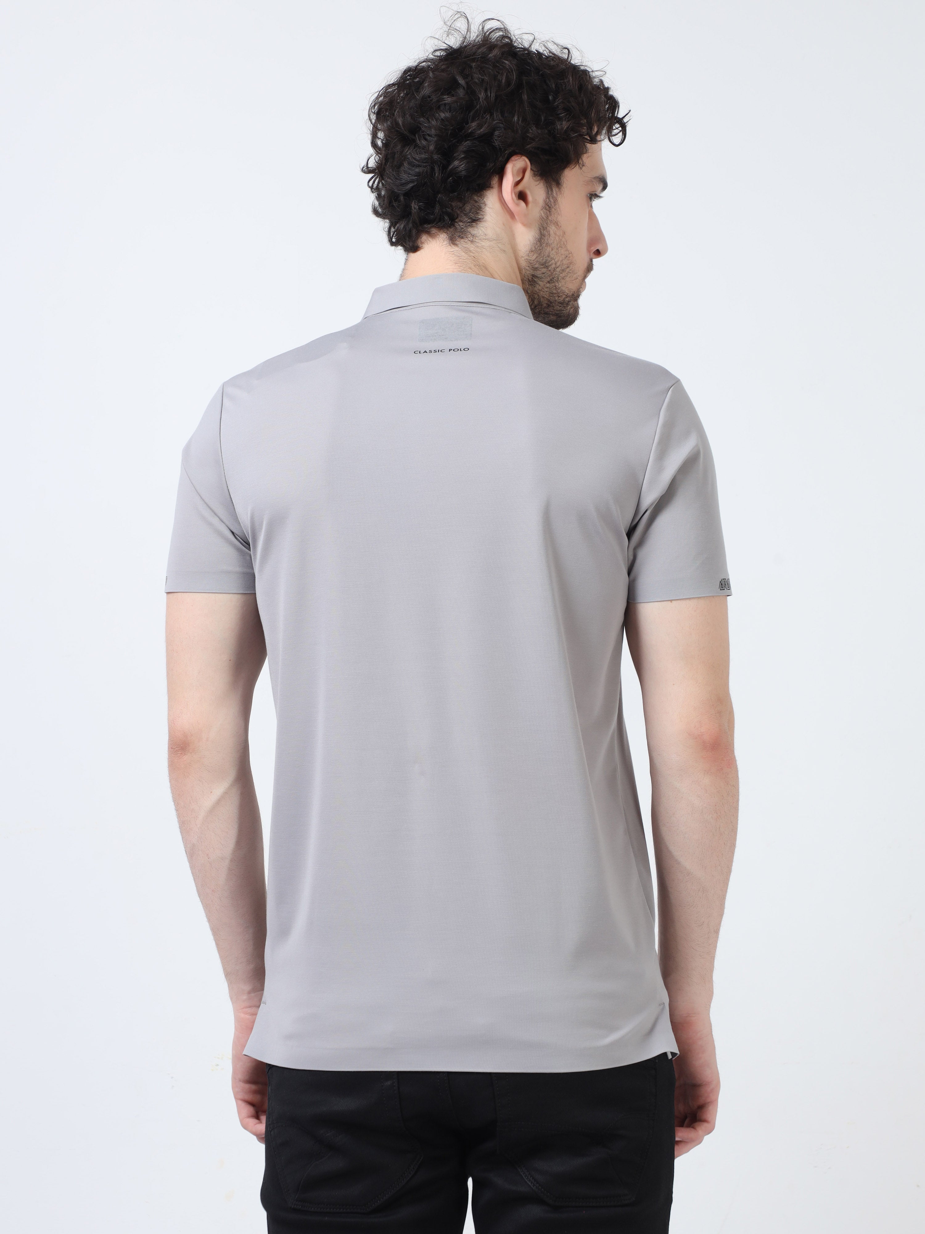 Classic Polo Men's Casual Solid Lt.Grey Half Sleeve T-Shirt | UNICO - 89 B SF P