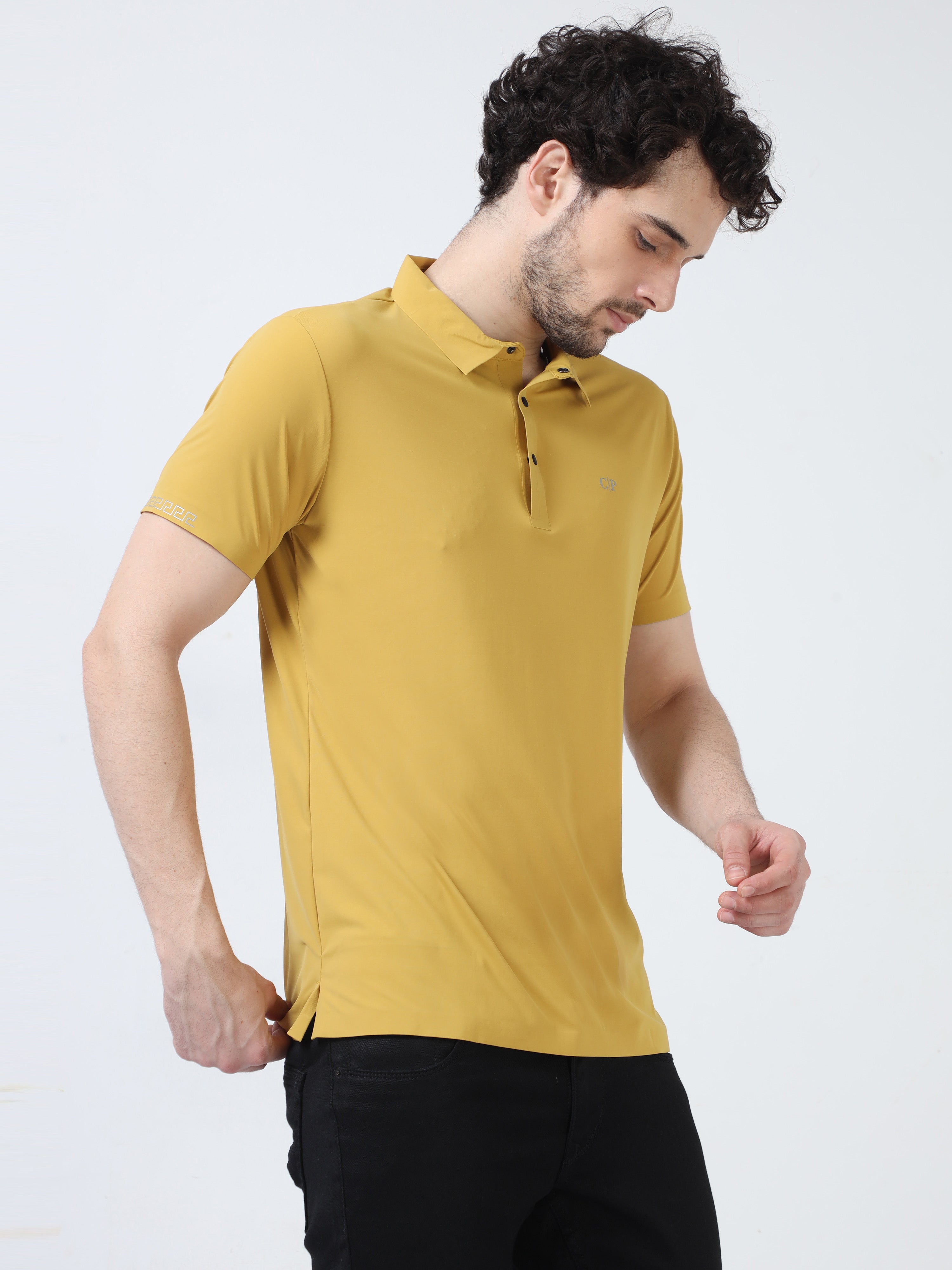 Classic Polo Men's Casual Solid Mustard Half Sleeve T-Shirt | UNICO - 104 SF P