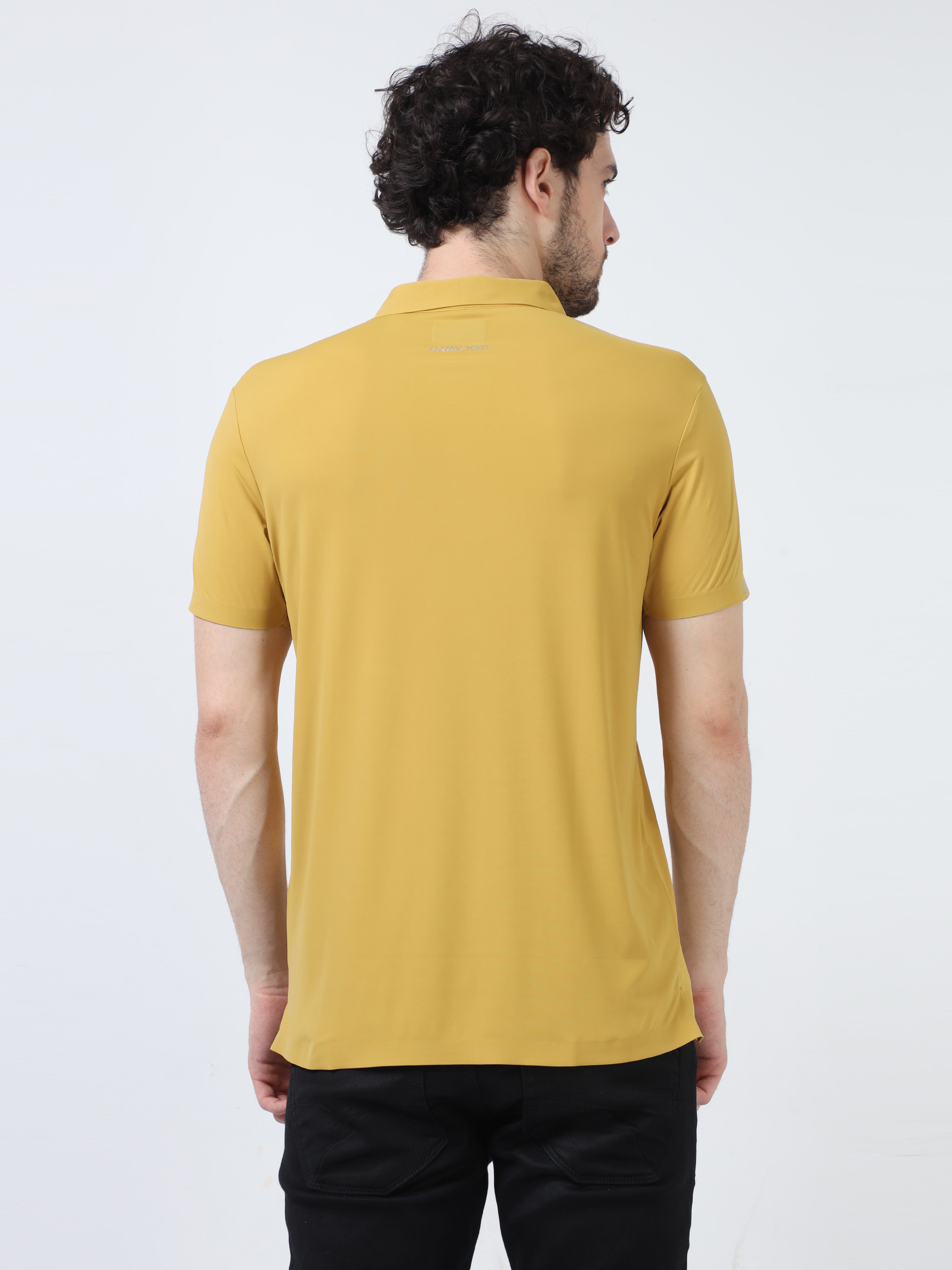 Classic Polo Men's Casual Solid Mustard Half Sleeve T-Shirt | UNICO - 104 SF P