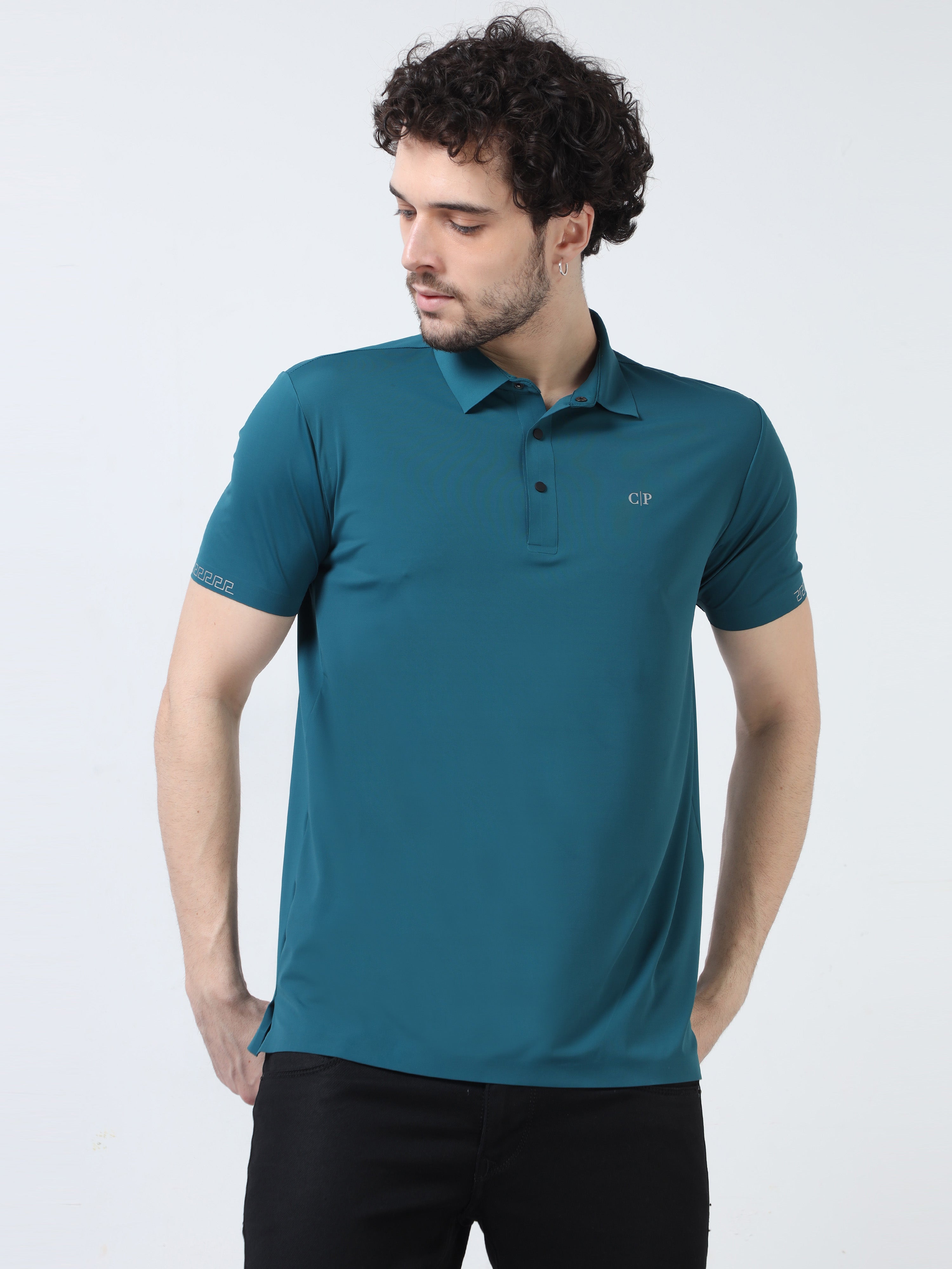 Classic Polo Men's Casual Solid Teal Half Sleeve T-Shirt | UNICO - 106 SF P
