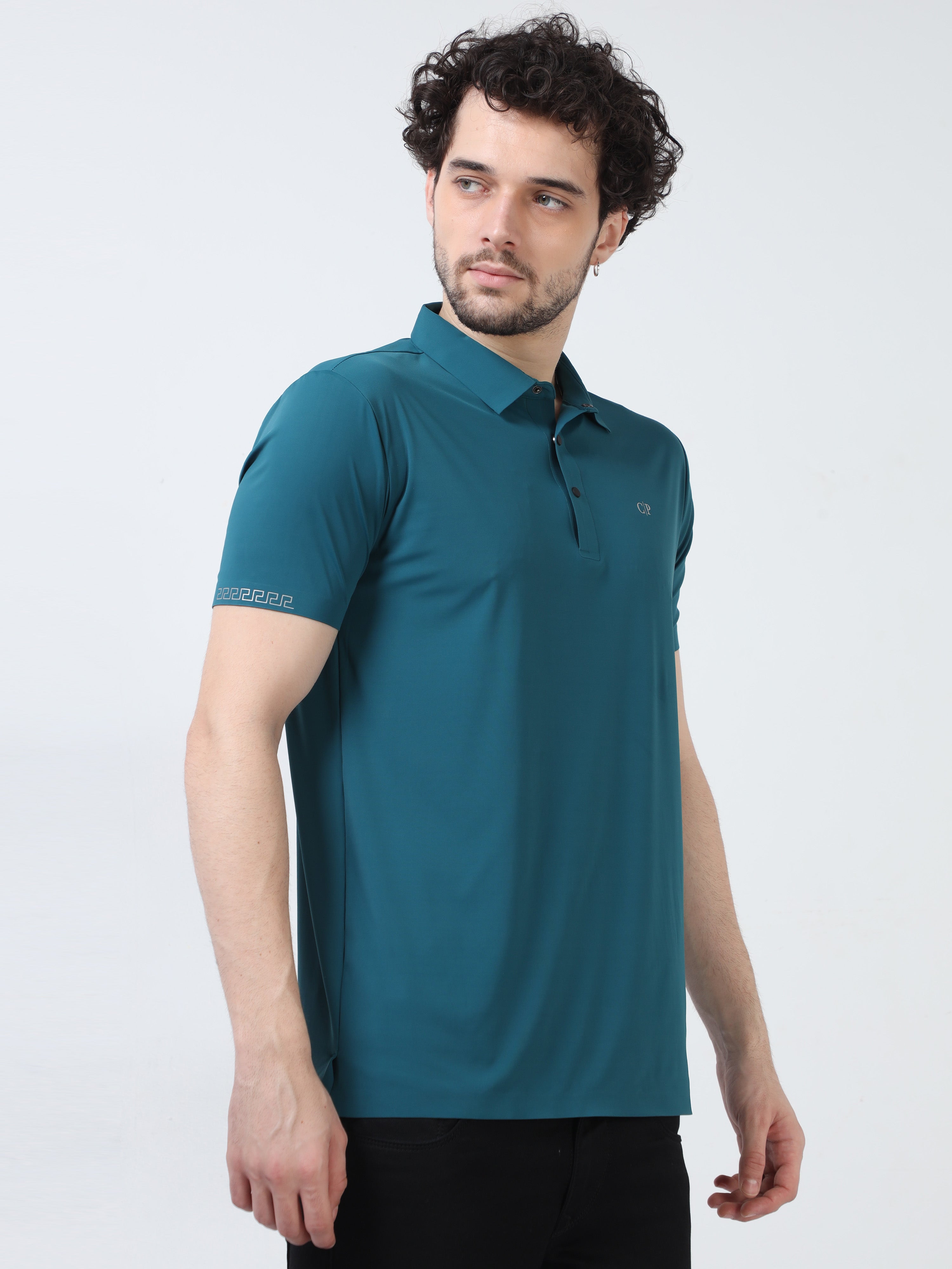 Classic Polo Men's Casual Solid Teal Half Sleeve T-Shirt | UNICO - 106 SF P