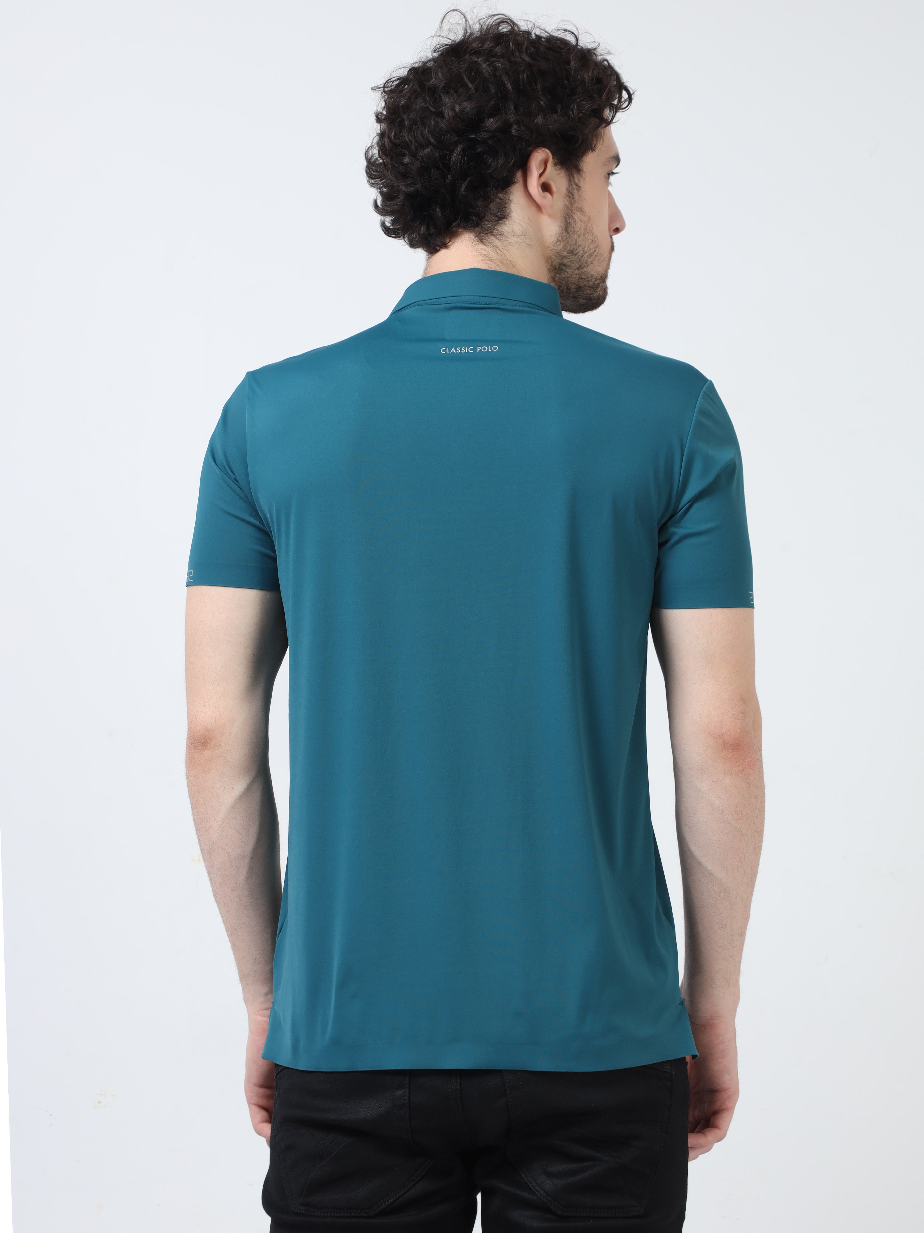 Classic Polo Men's Casual Solid Teal Half Sleeve T-Shirt | UNICO - 106 SF P