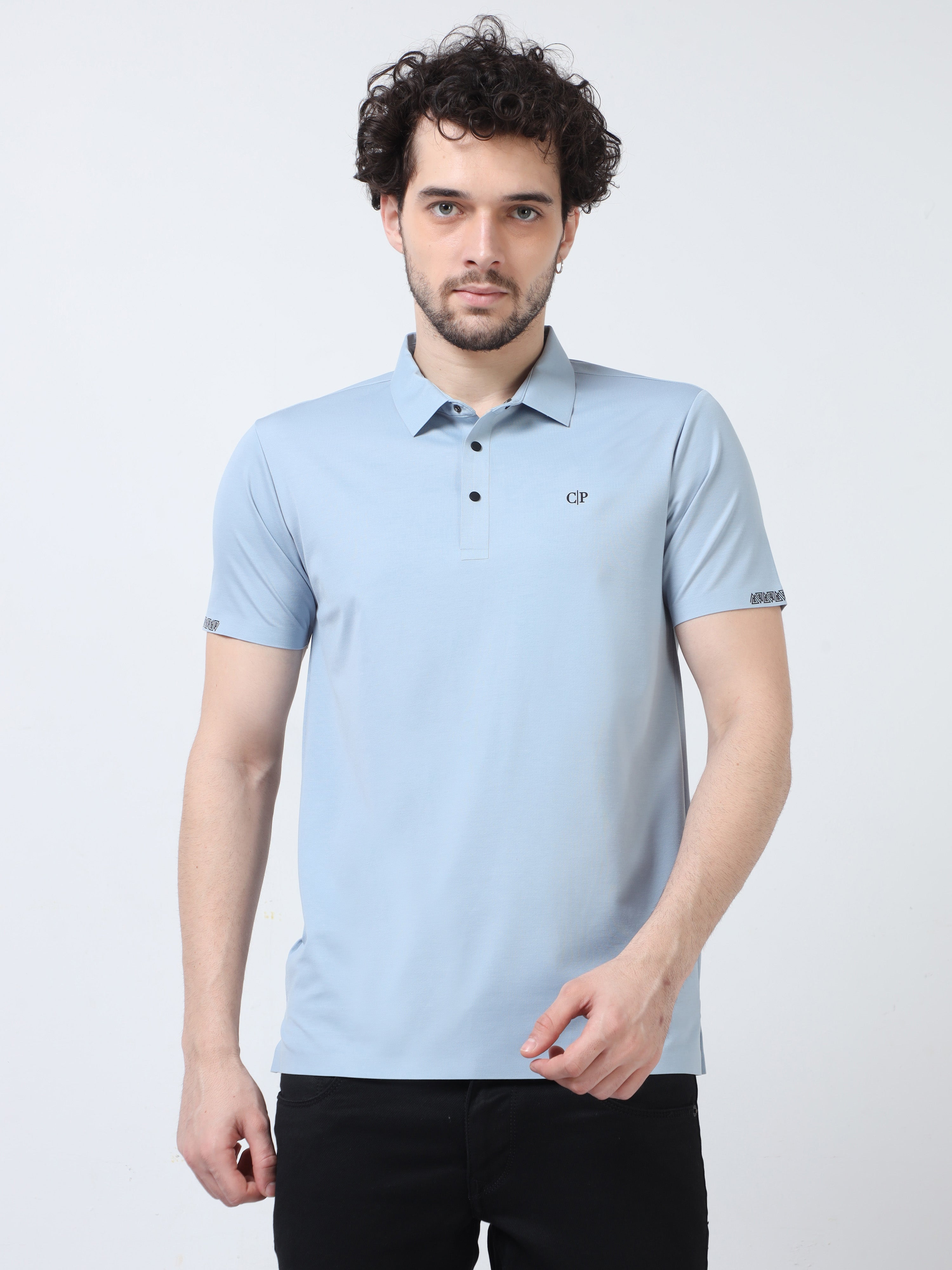 Classic Polo Men's Casual Solid Blue Half Sleeve T-Shirt | UNICO - 98 A SF P