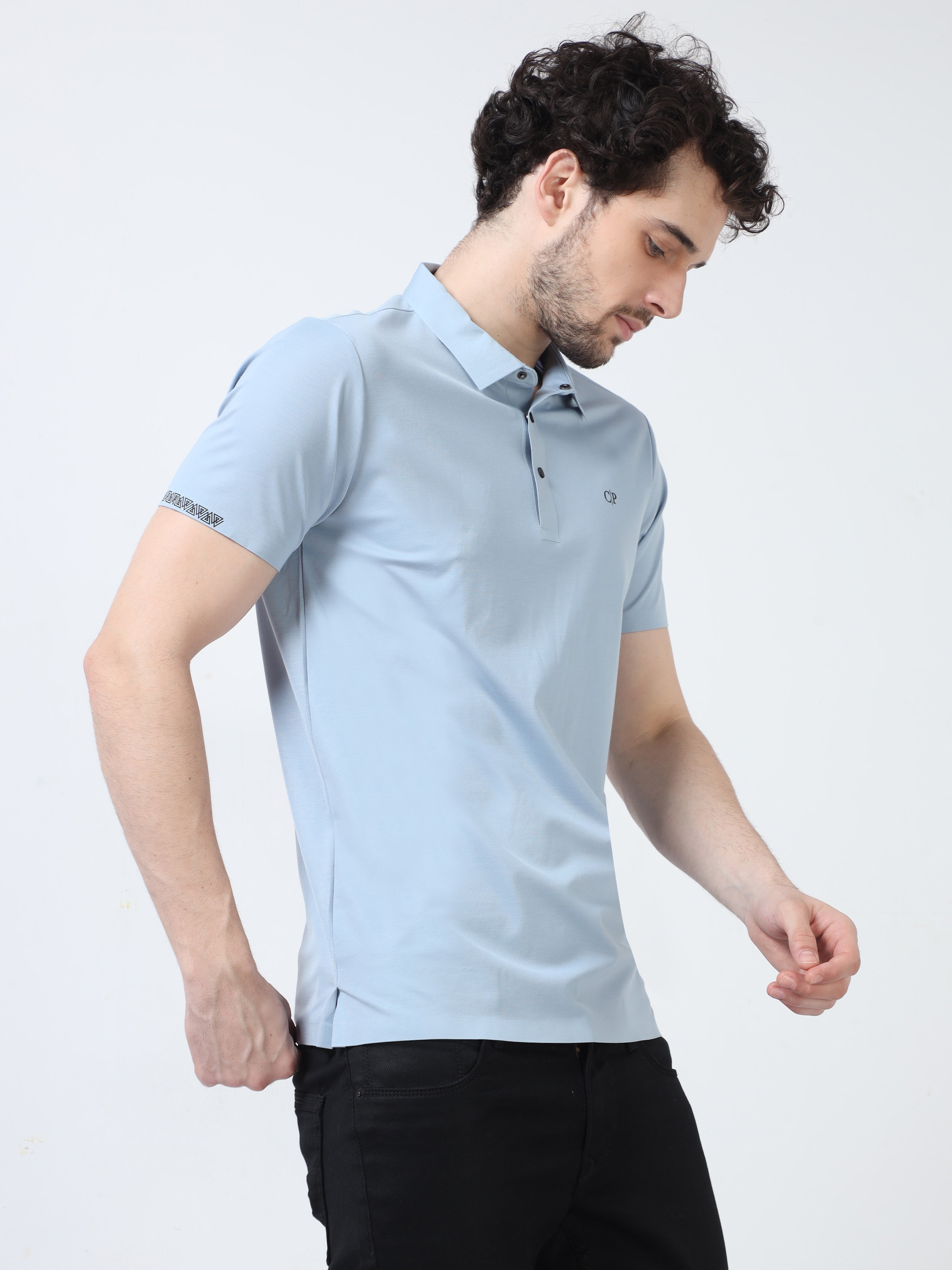 Classic Polo Men's Casual Solid Blue Half Sleeve T-Shirt | UNICO - 98 A SF P