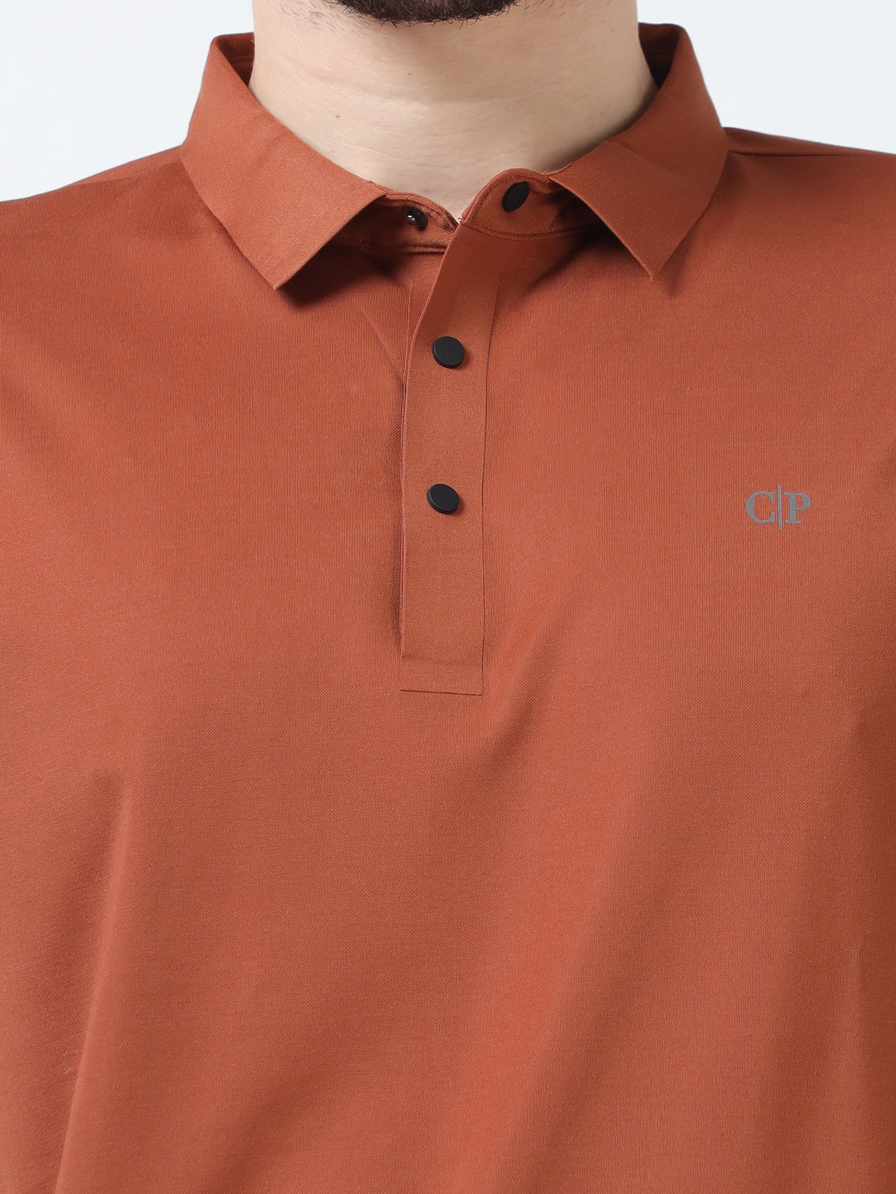 Classic Polo Men's Casual Solid Rust Half Sleeve T-Shirt | UNICO - 95 B SF P