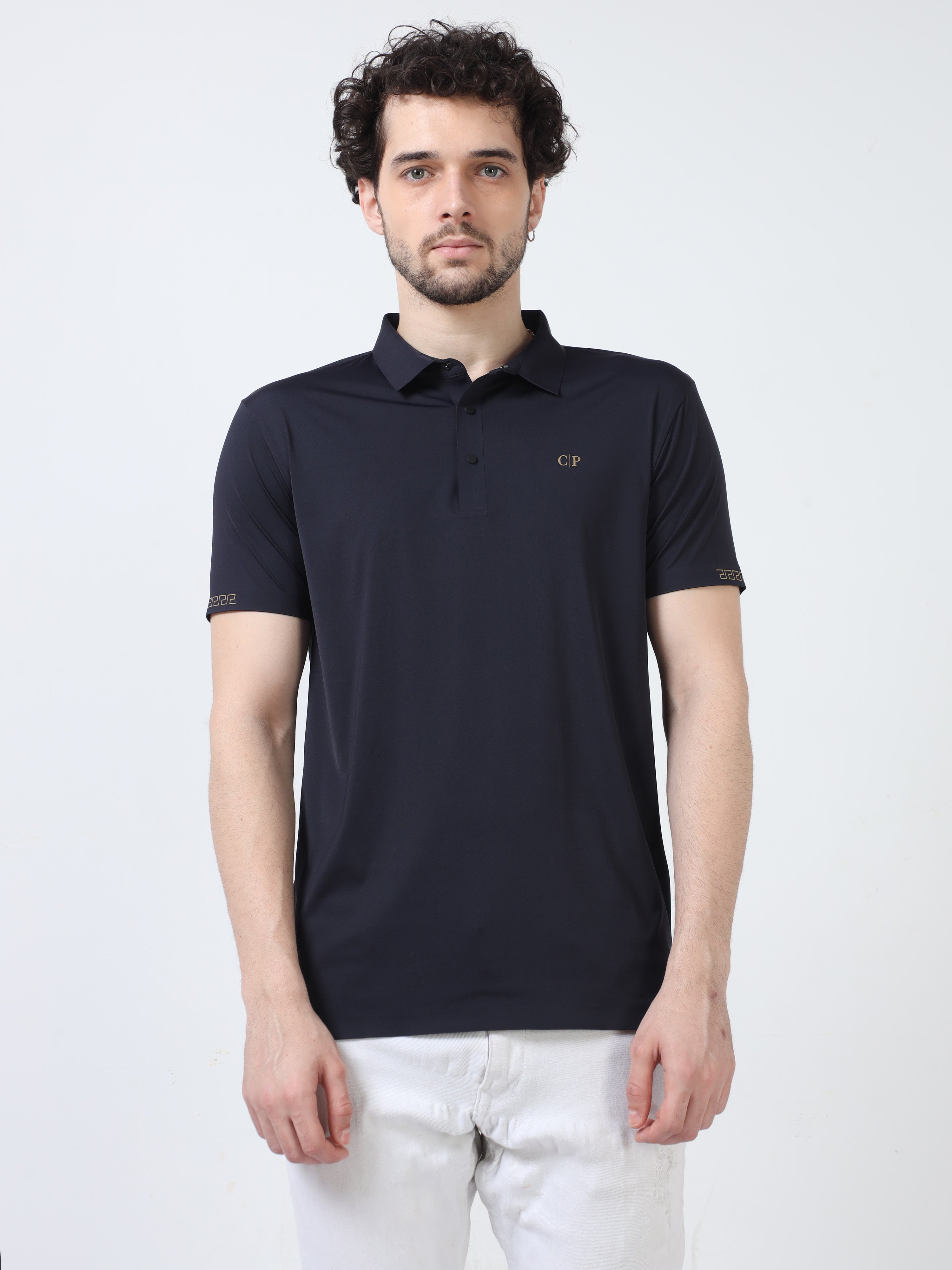 Classic Polo Men's Casual Solid Navy Blue Half Sleeve T-Shirt | UNICO - 110 SF P