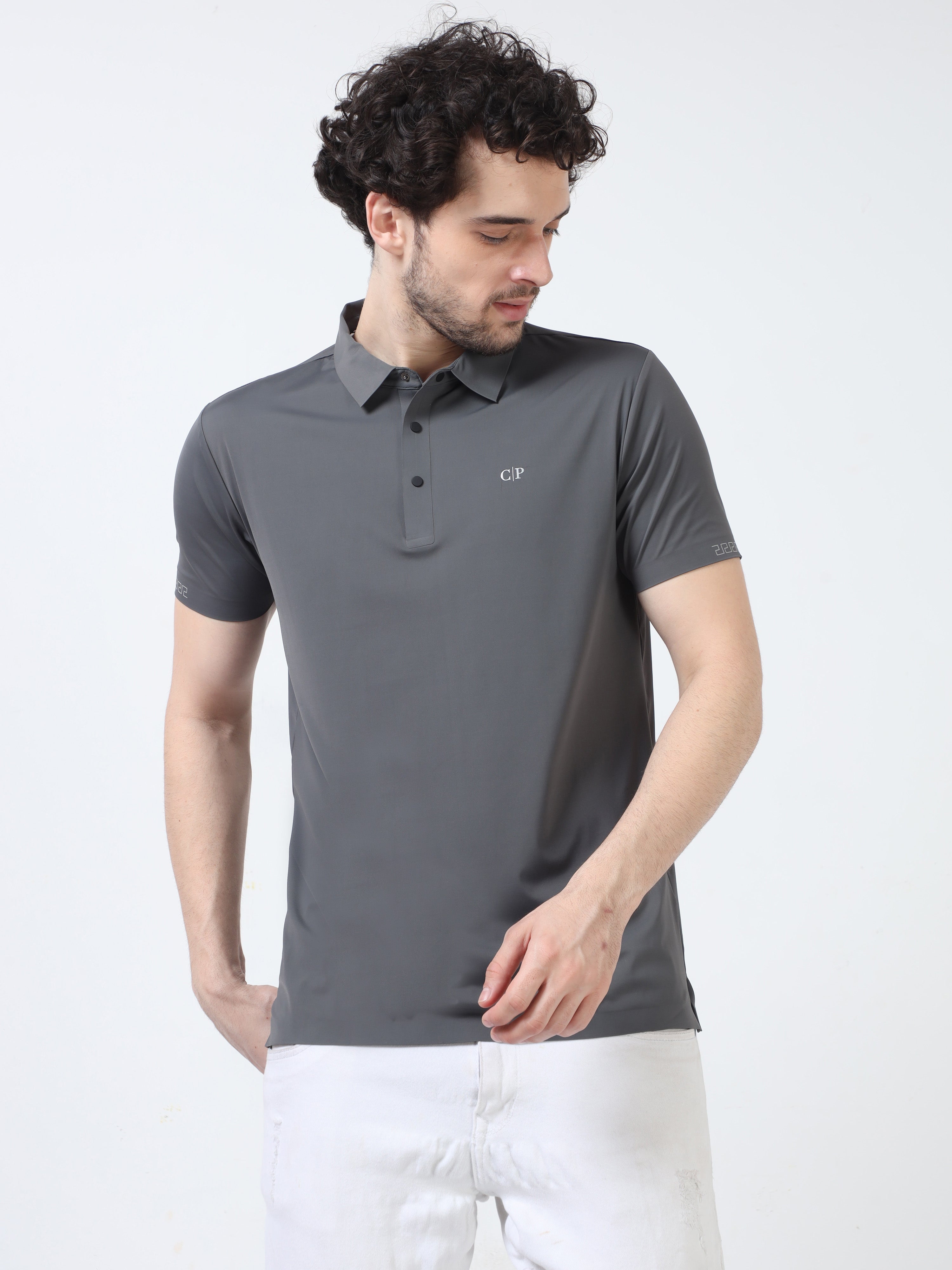 Classic Polo Men's Casual Solid Grey Half Sleeve T-Shirt | UNICO - 114 SF P
