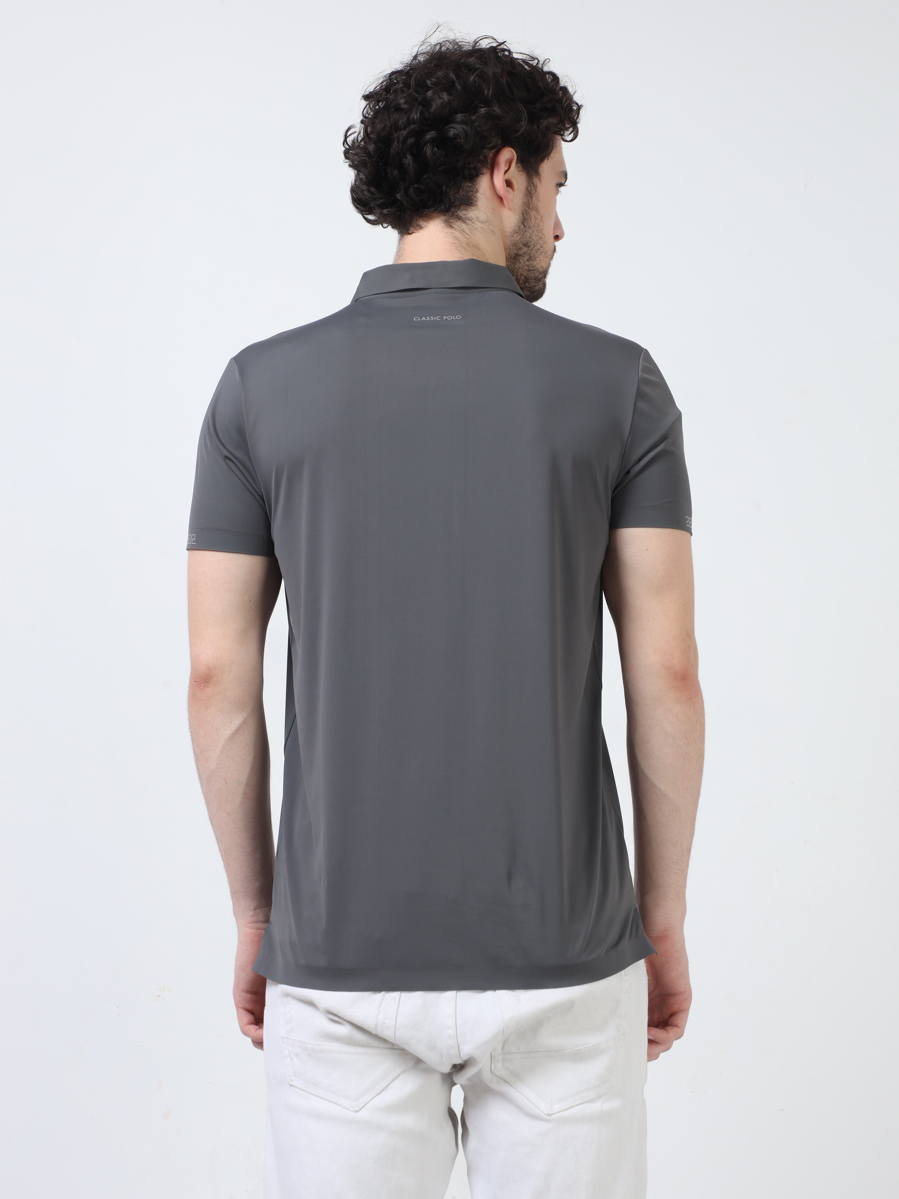 Classic Polo Men's Casual Solid Grey Half Sleeve T-Shirt | UNICO - 114 SF P