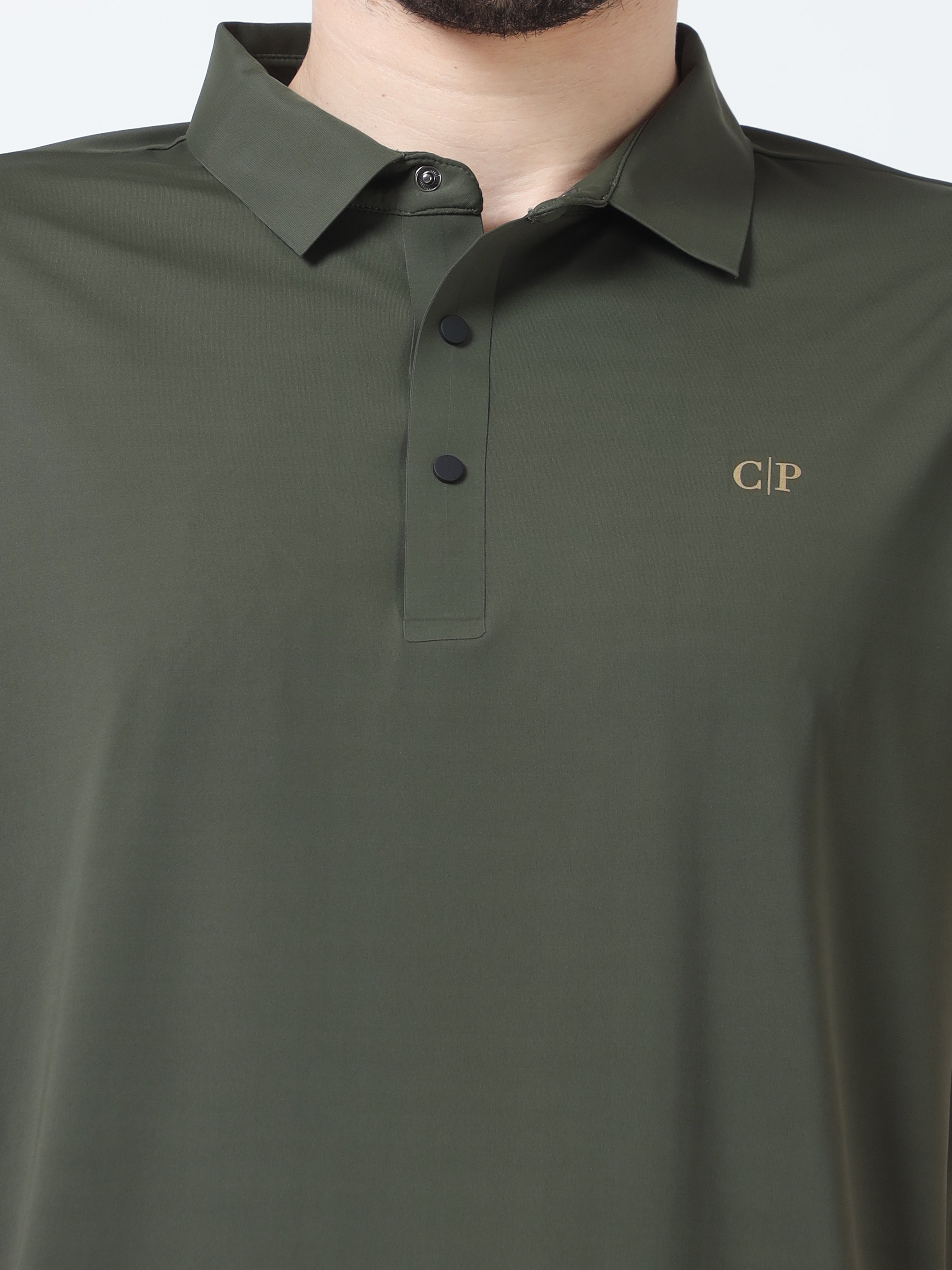 Classic Polo Men's Casual Solid Olive Green Half Sleeve T-Shirt | UNICO - 109 SF P