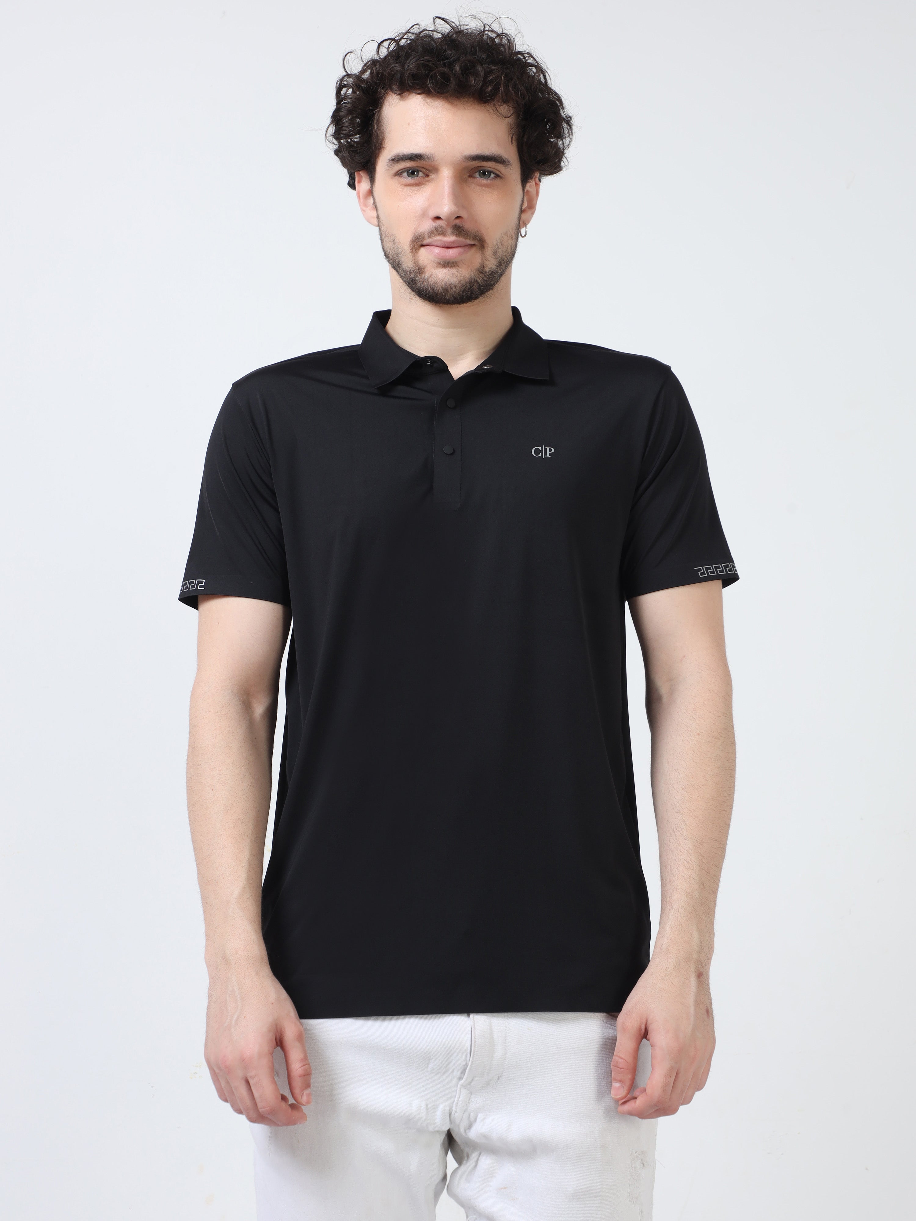 Classic Polo Men's Casual Solid Black Half Sleeve T-Shirt | UNICO - 108 SF P