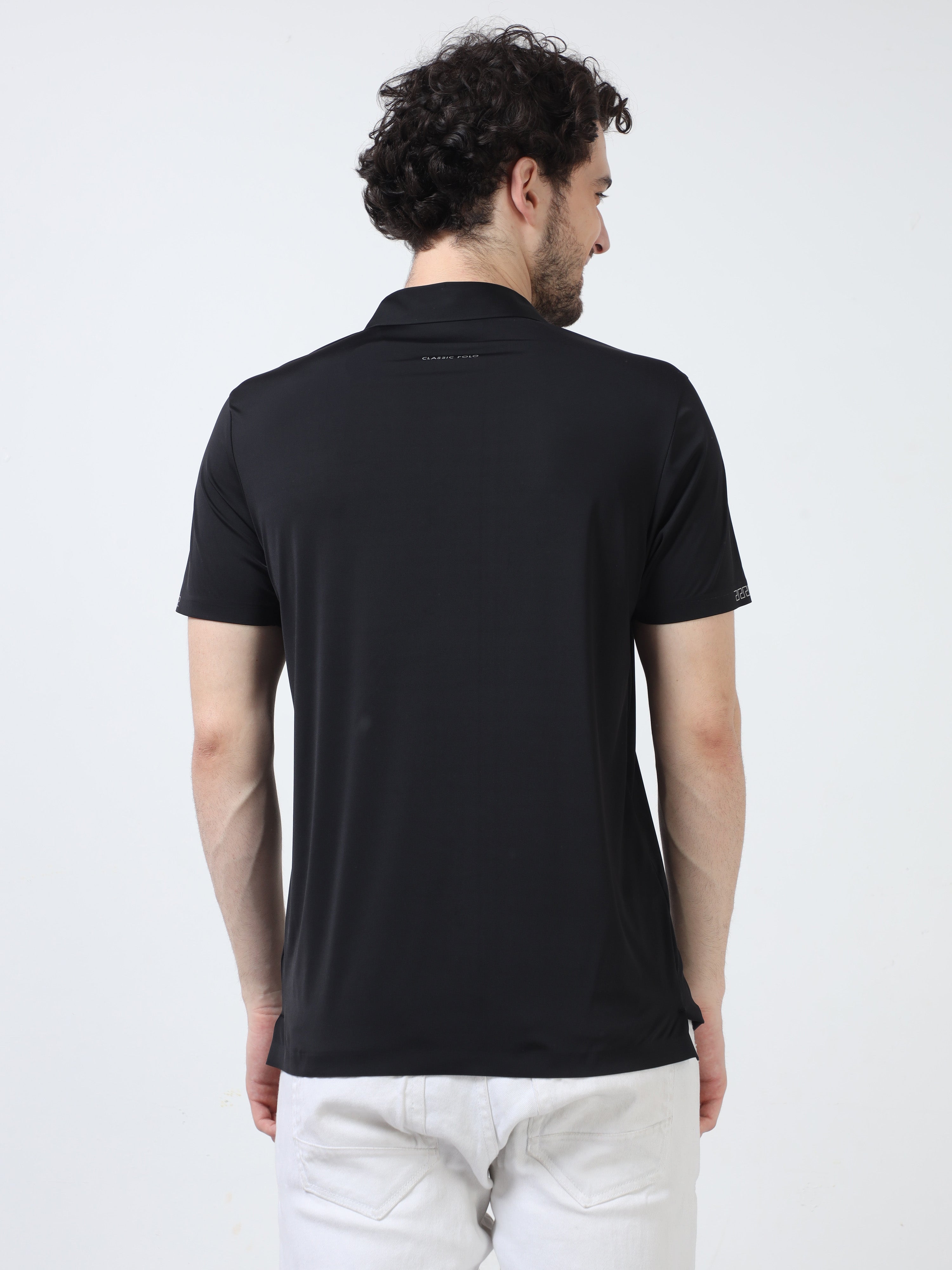 Classic Polo Men's Casual Solid Black Half Sleeve T-Shirt | UNICO - 108 SF P