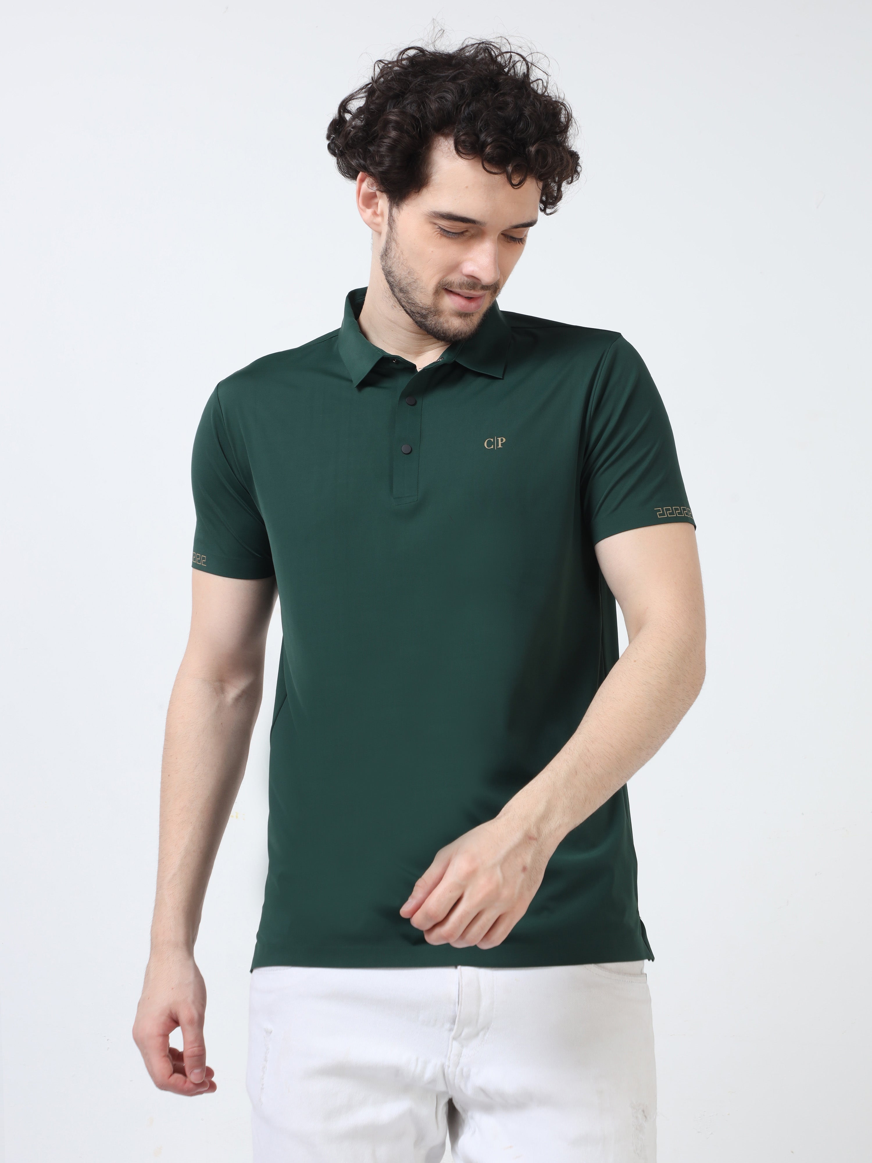 Classic Polo Men's Casual Solid Dark Green Half Sleeve T-Shirt | UNICO - 107 SF P