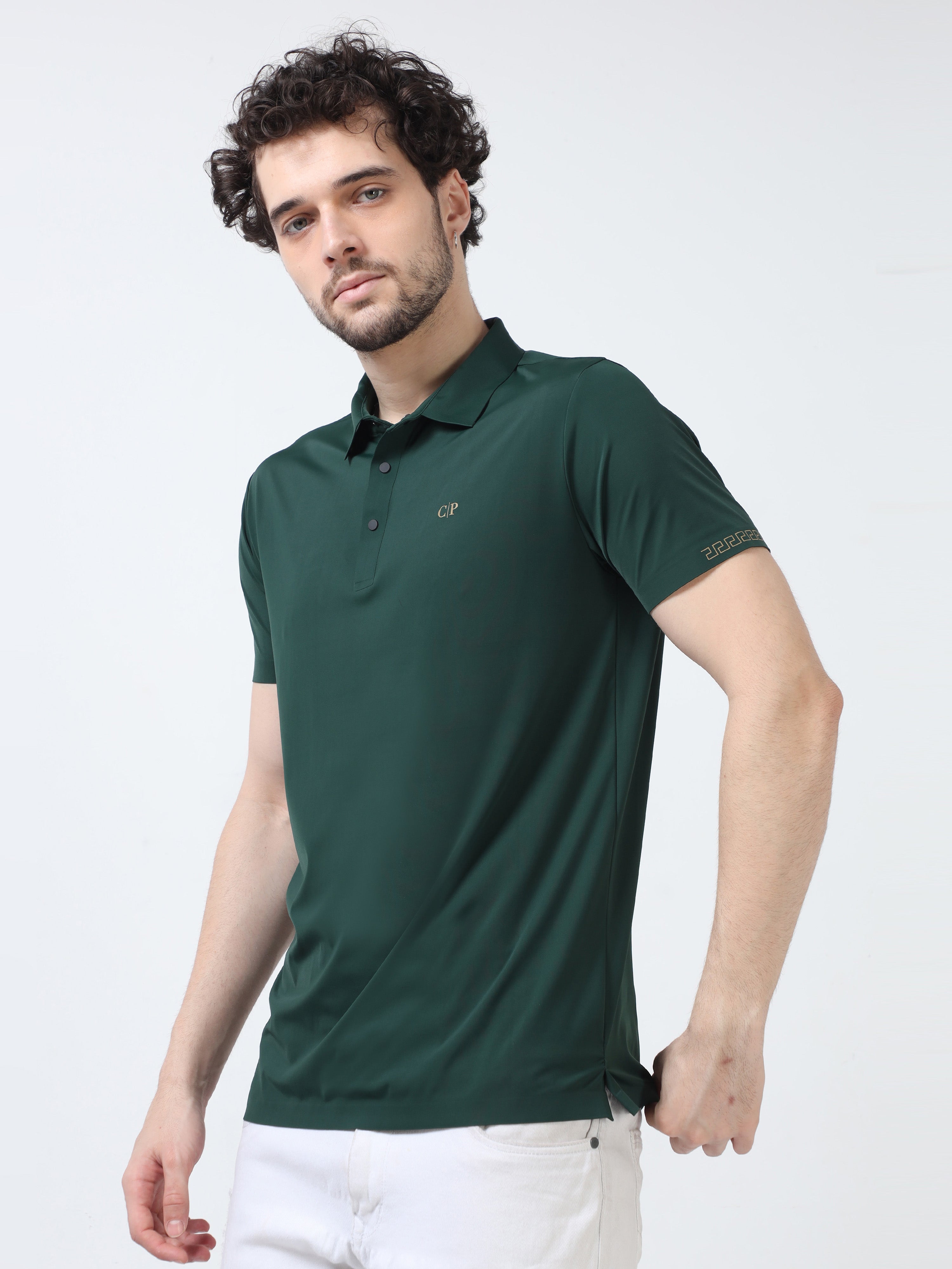 Classic Polo Men's Casual Solid Dark Green Half Sleeve T-Shirt | UNICO - 107 SF P