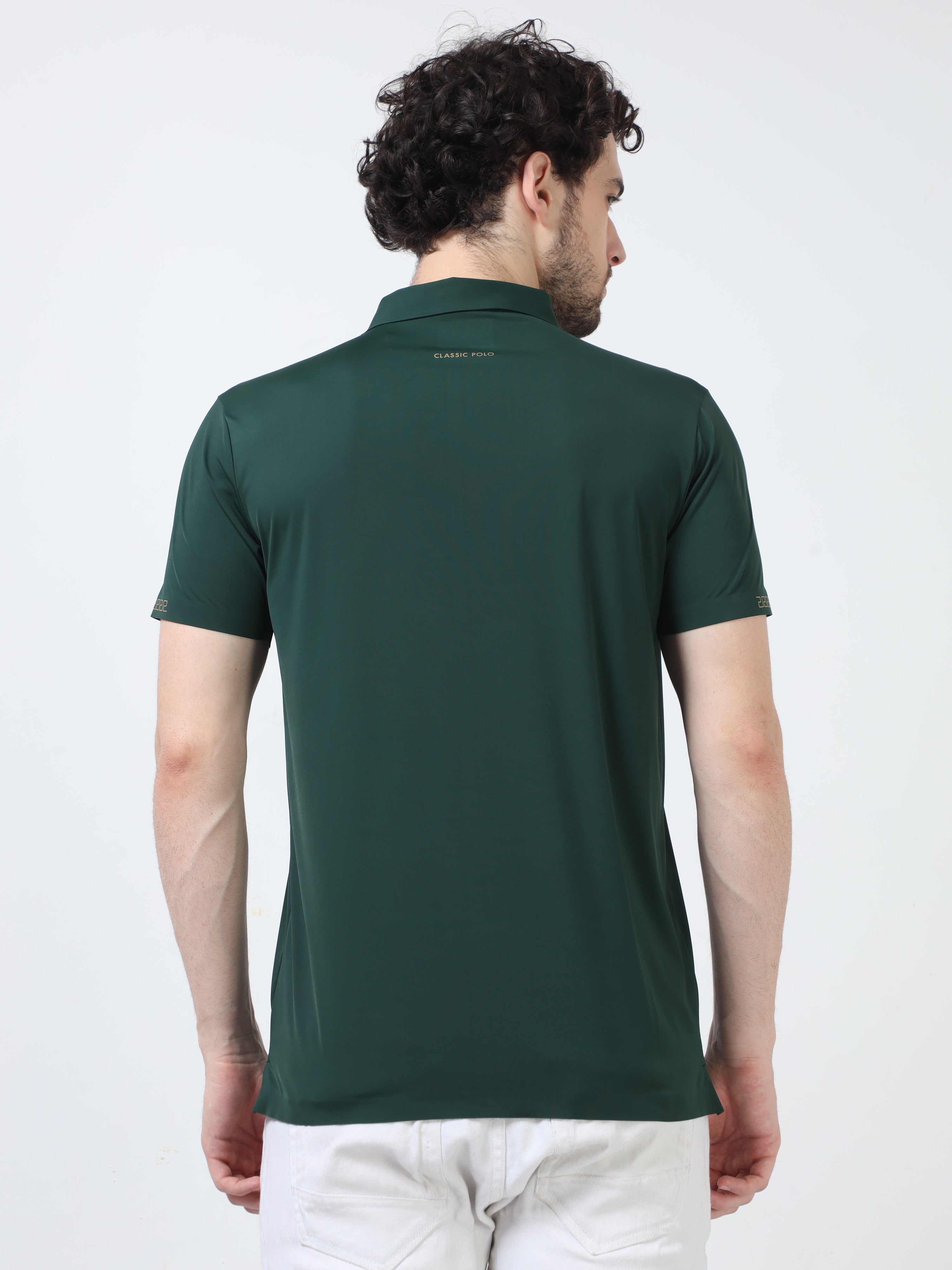 Classic Polo Men's Casual Solid Dark Green Half Sleeve T-Shirt | UNICO - 107 SF P
