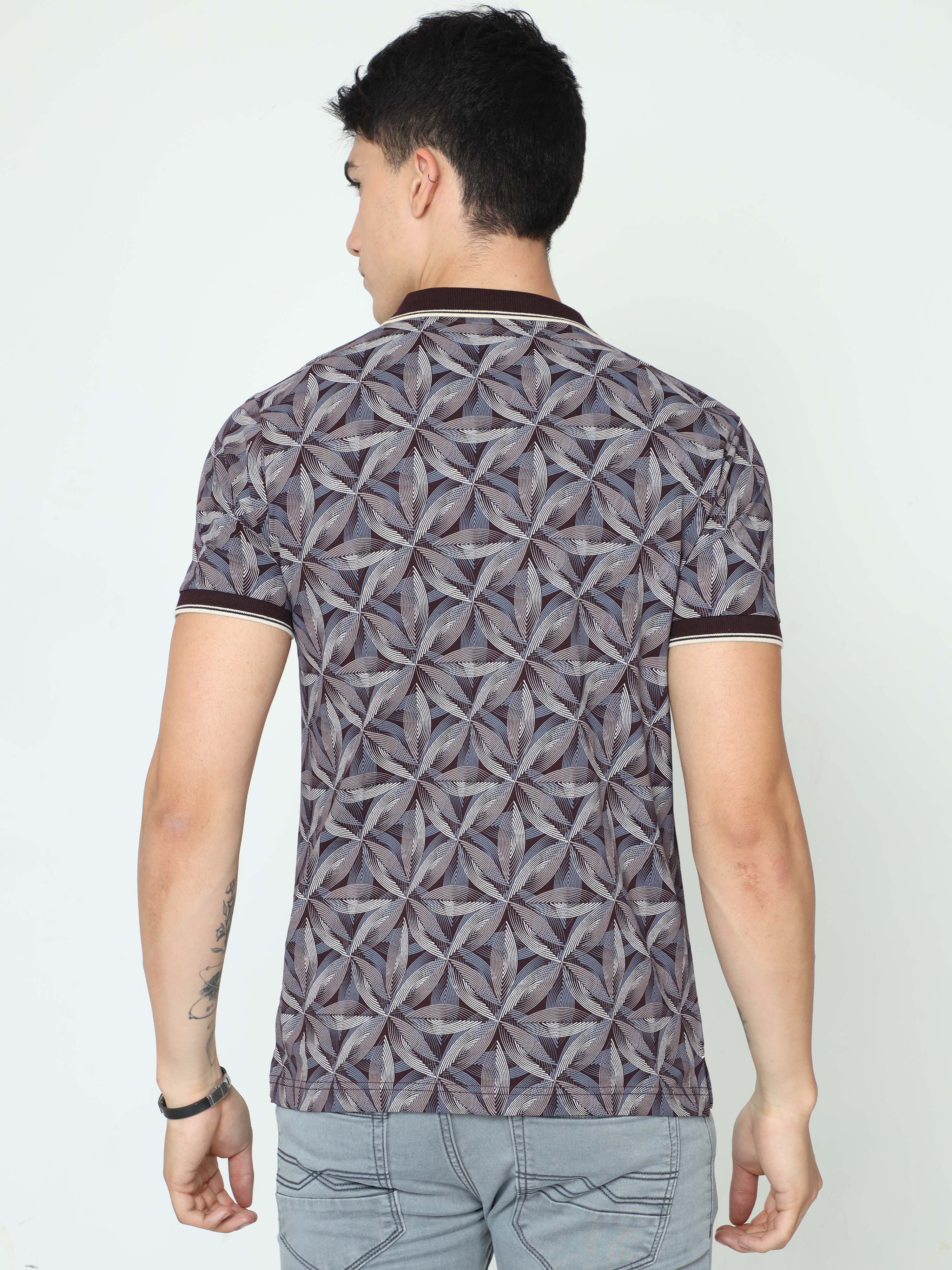Classic Polo Mens Cotton Half Sleeve Printed Slim Fit Polo Neck Grey Color T-Shirt | BELLO - 233 B SF P
