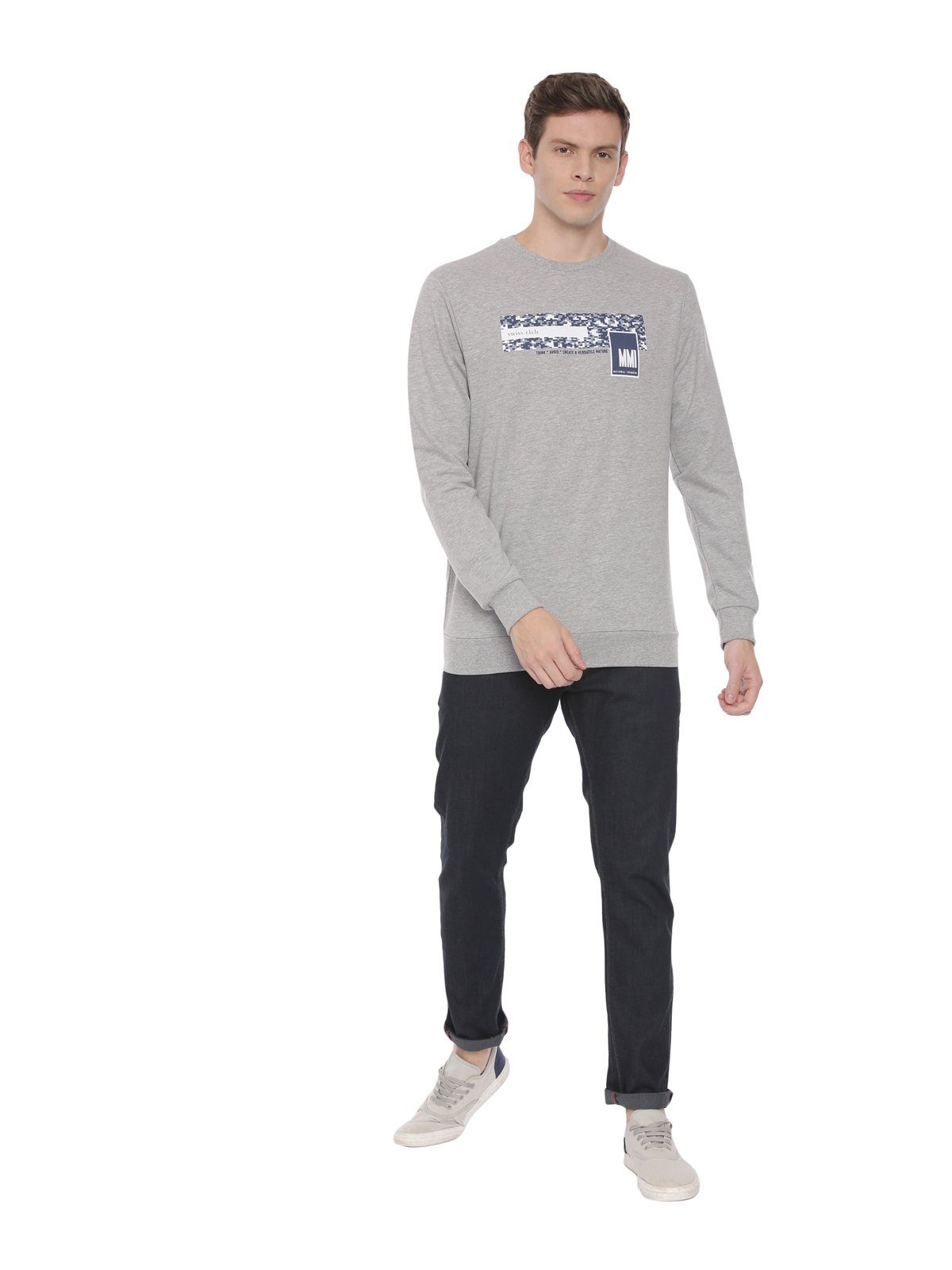 Swiss club Men's Round Neck Full Sleeve Grey 100% Cotton Slim Fit Sweat Shirt LAZO - 02 C Sweat Shirts Swiss Club 