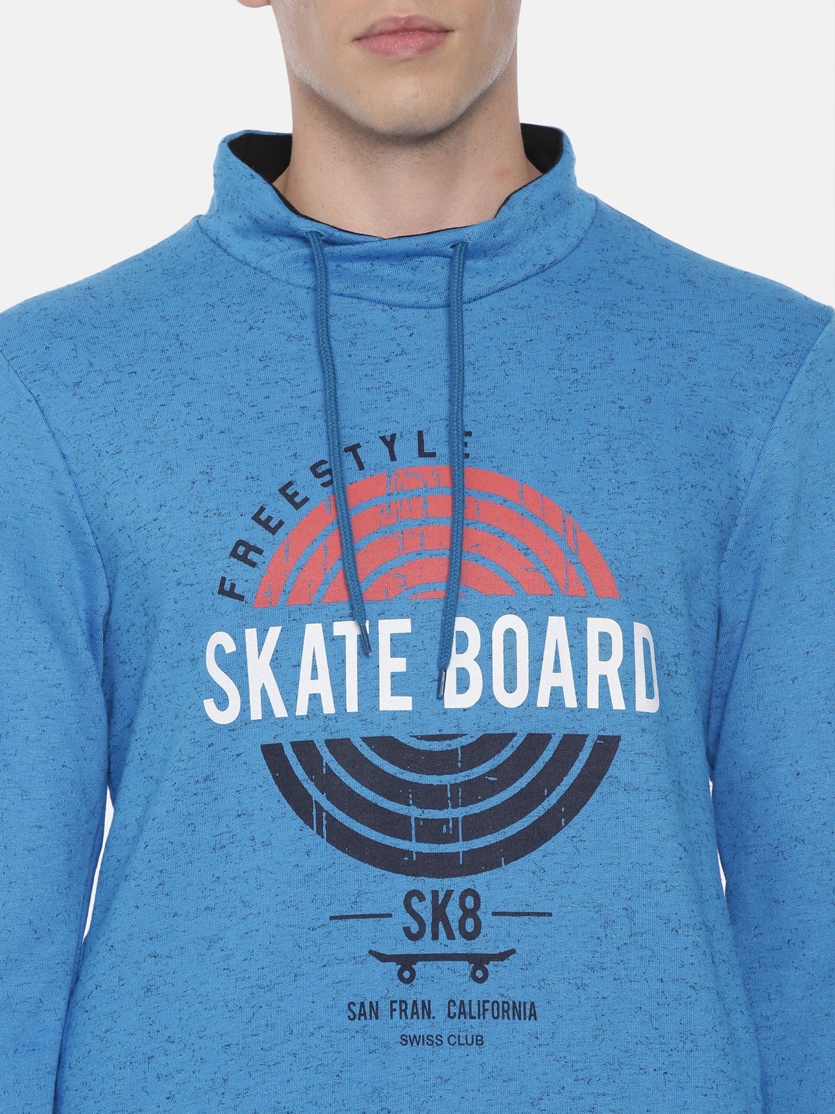 Swiss club Men's Hooded Full Sleeve Blue 100% Cotton Slim Fit Sweat Shirt LAZO - 05 B Sweat Shirts Swiss Club 