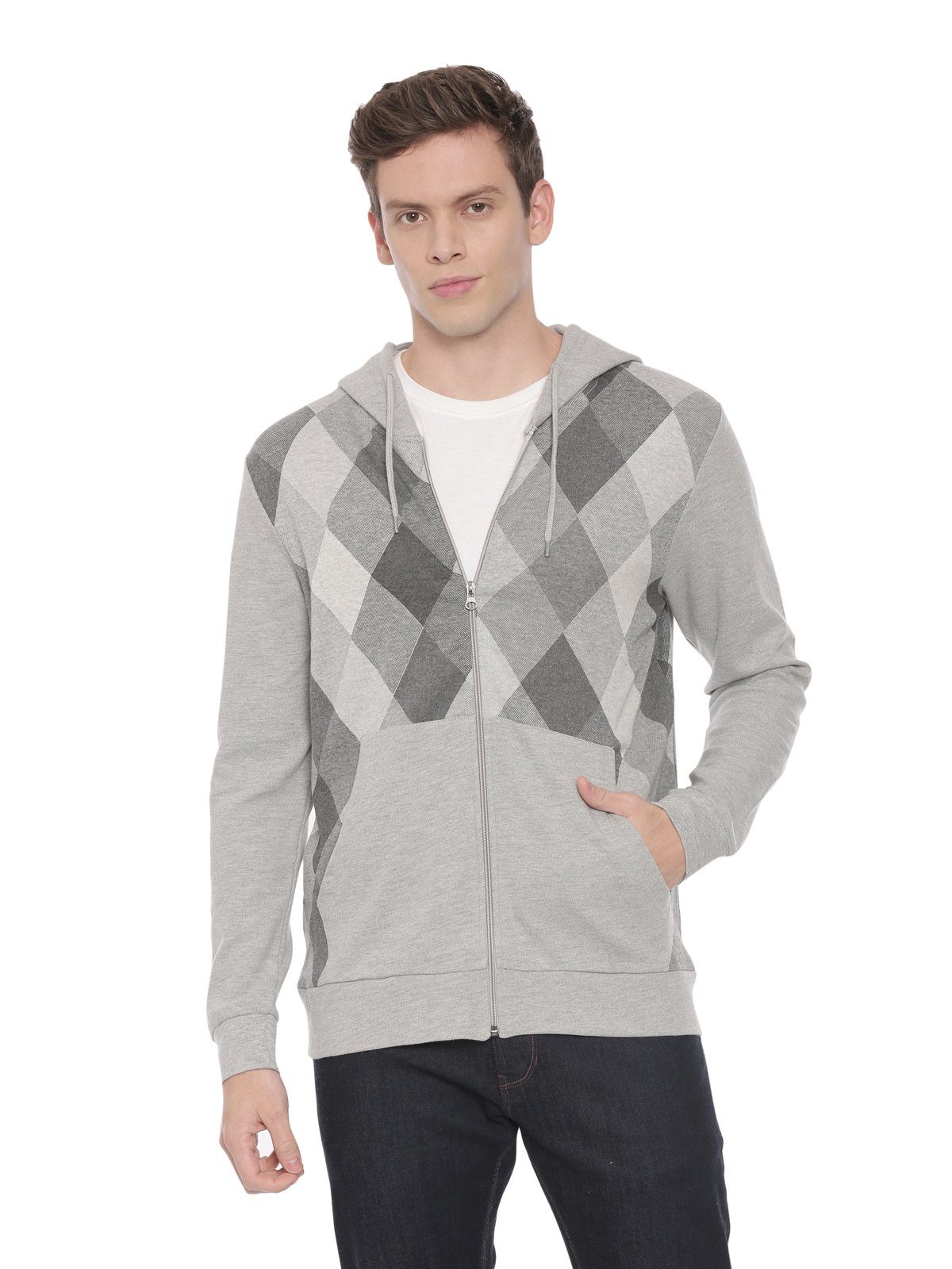 Swiss club Men's Hooded Full Sleeve Grey 100% Cotton Slim Fit Sweat Shirt LAZO - 09 A Sweat Shirts Swiss Club 