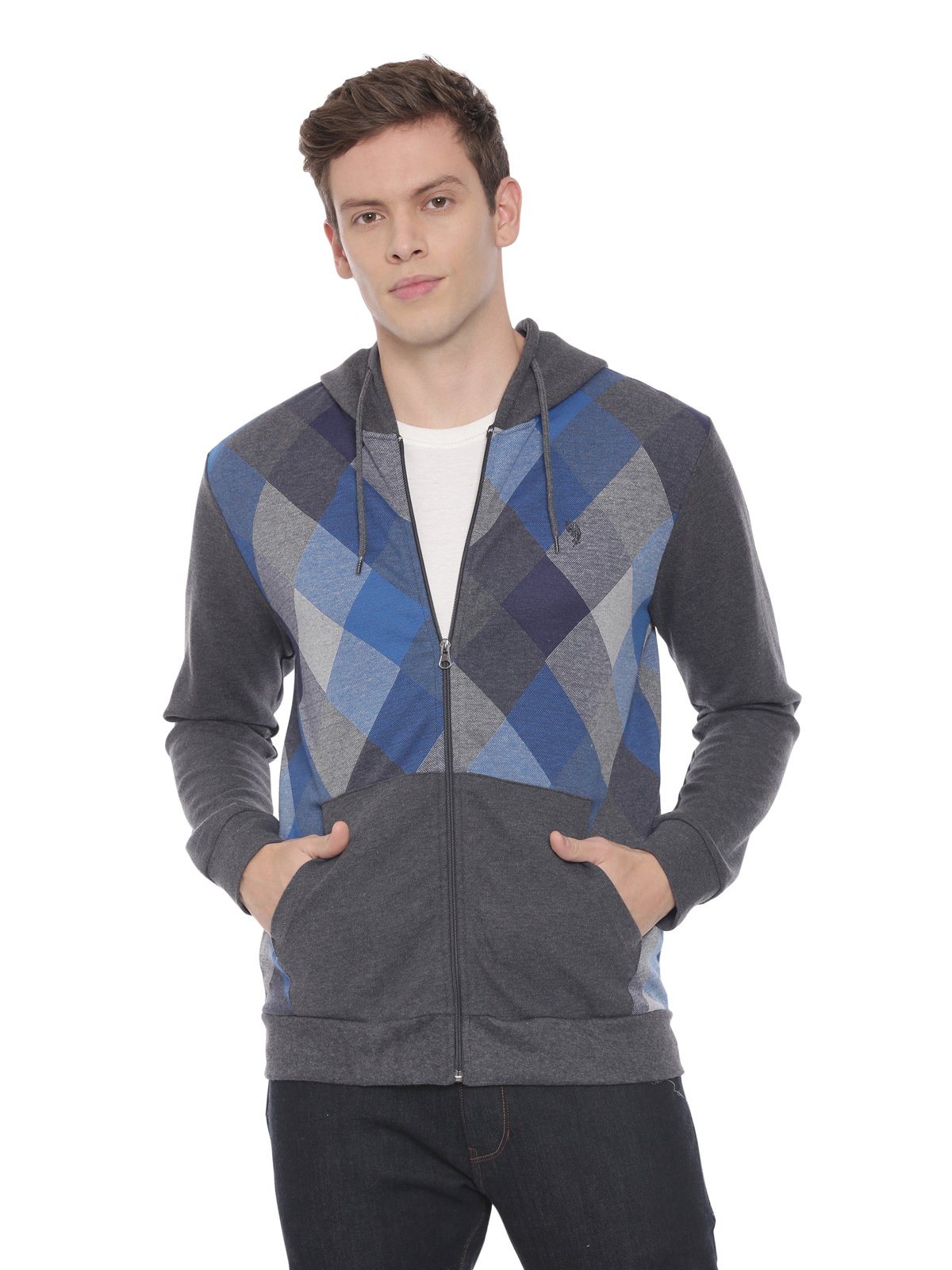 Swiss club Men's Hooded Full Sleeve Dark Grey 100% Cotton Slim Fit Sweat Shirt LAZO - 09 B Sweat Shirts Swiss Club 