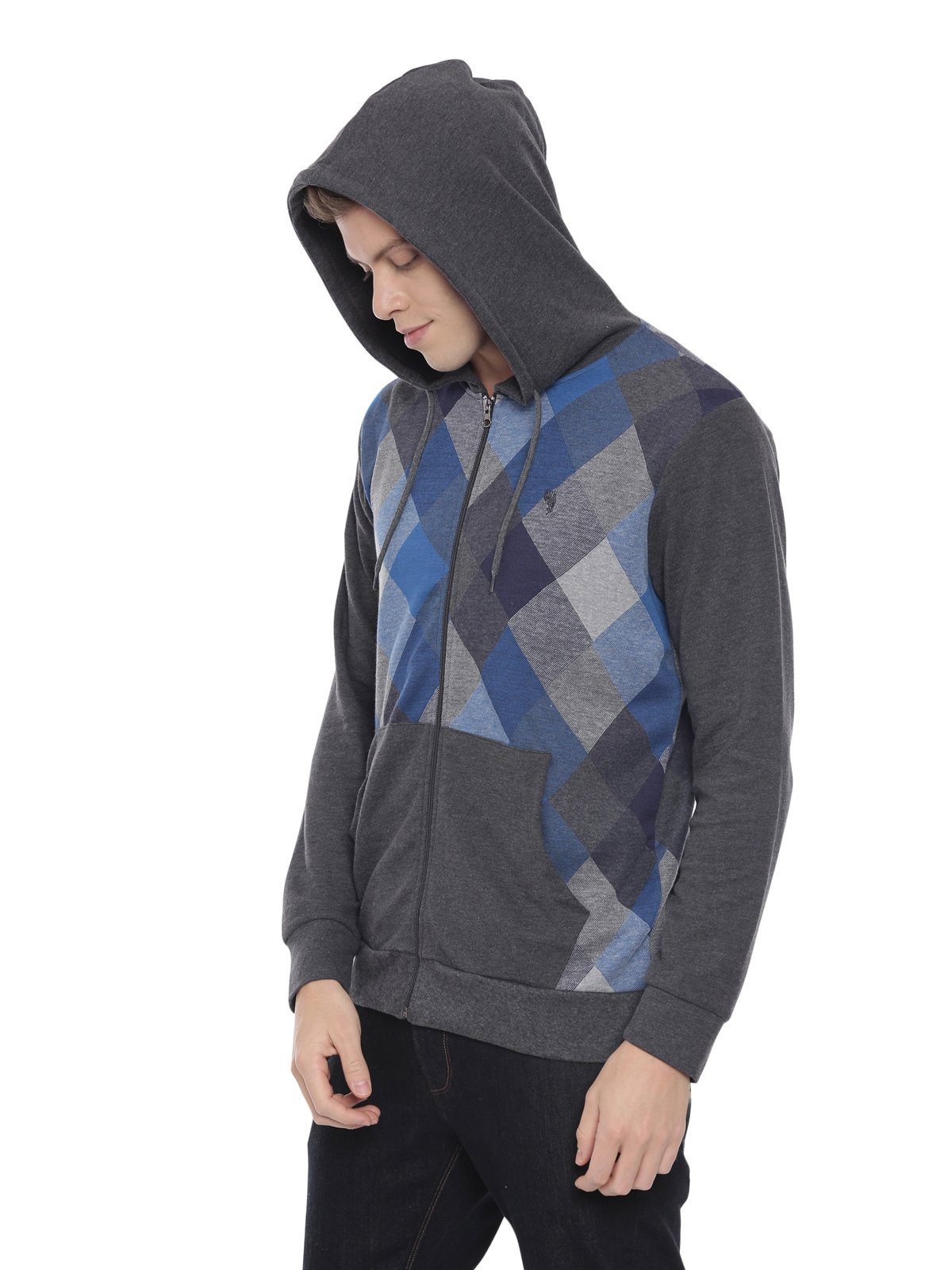 Swiss club Men's Hooded Full Sleeve Dark Grey 100% Cotton Slim Fit Sweat Shirt LAZO - 09 B Sweat Shirts Swiss Club 
