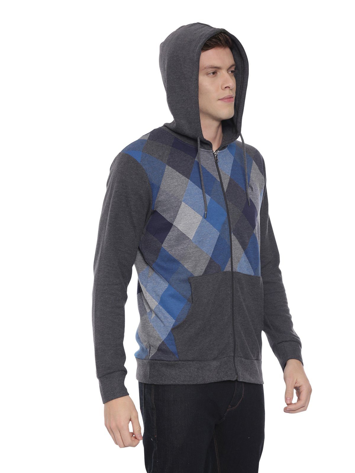 Swiss club Men's Hooded Full Sleeve Dark Grey 100% Cotton Slim Fit Sweat Shirt LAZO - 09 B Sweat Shirts Swiss Club 