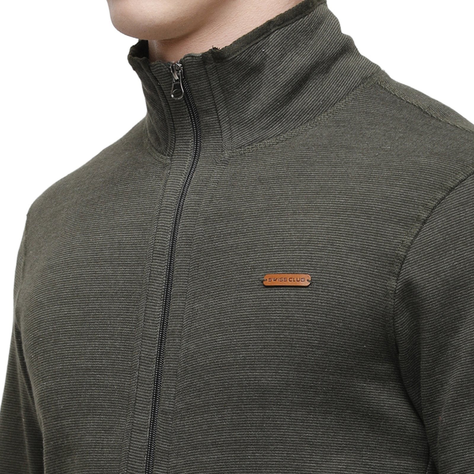 Swiss club Men's High Neck Full Sleeve Dark Grey 100% Cotton Slim Fit Sweat Shirt LAZO - 10 B Sweat Shirts Swiss Club 