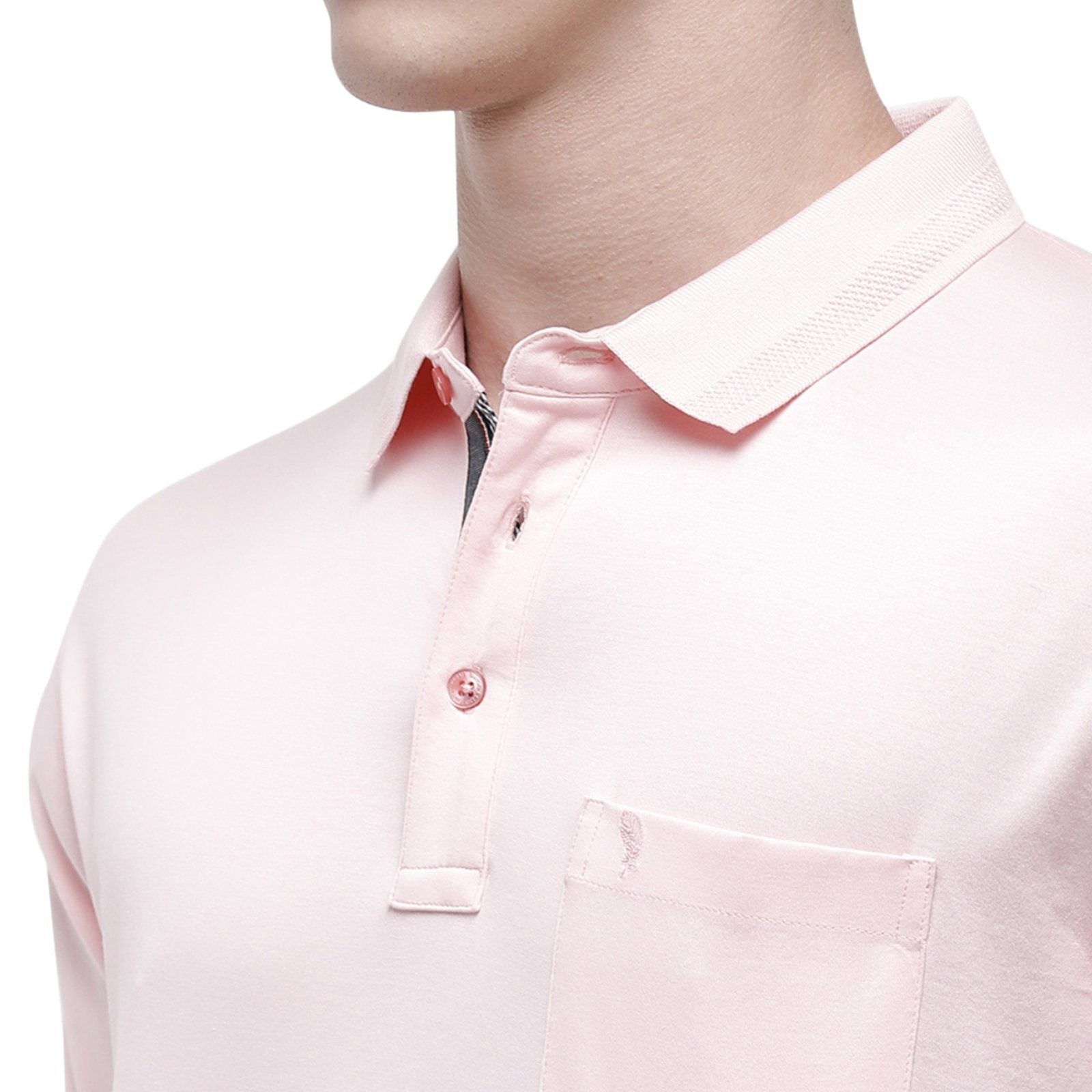 Swiss club Men's Polo Neck Half Sleeve Light Pink Cotton Regular Fit T-Shirt LUXOS-CRYSTAL ROSE AF P T-shirt Swiss Club 
