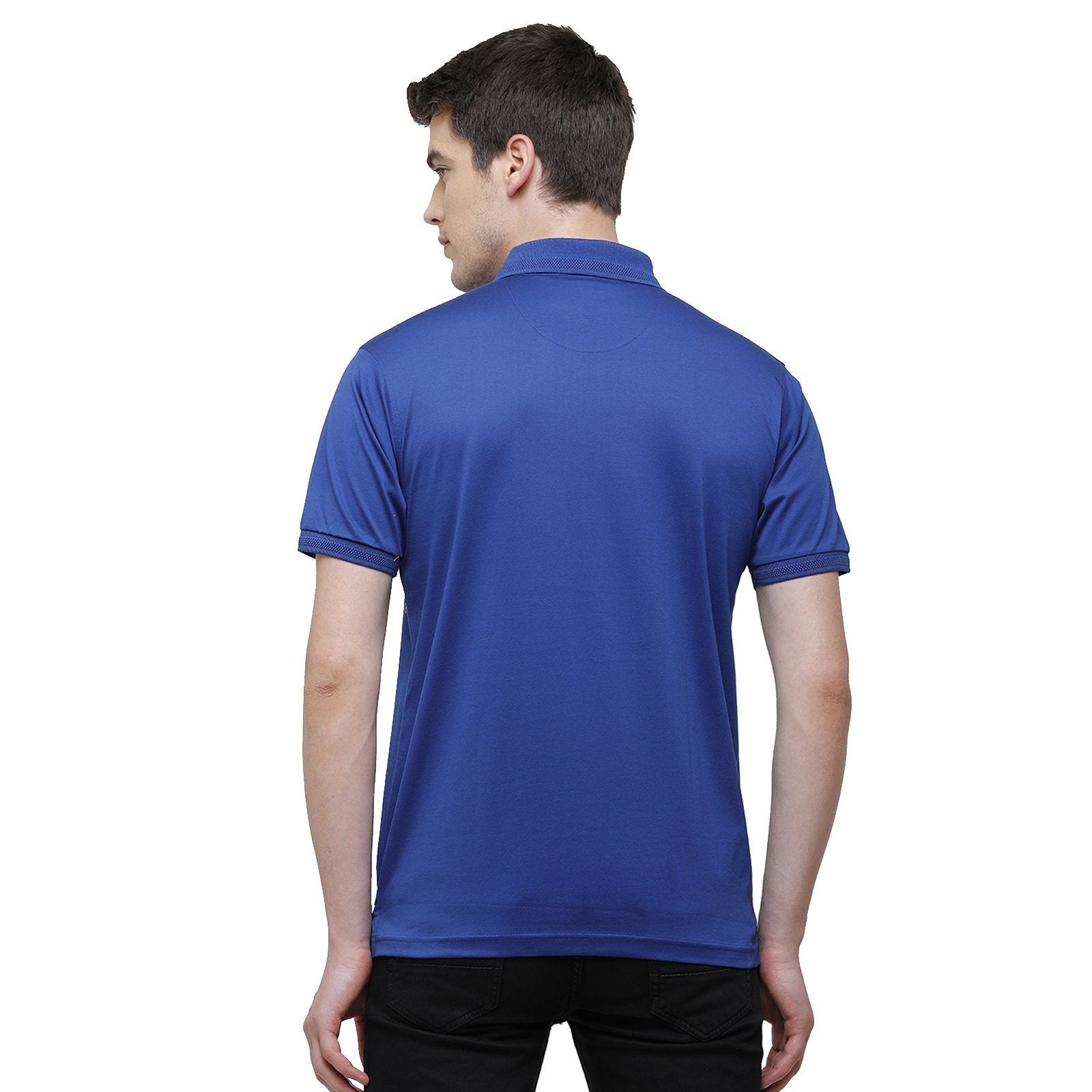 Swiss Club Men's Regular Fit Polo Collar Half Sleeve Solid Cotton Blend Royal Blue T-Shirt LUXOS-ESTATE BLUE AF P T-shirt Swiss Club 