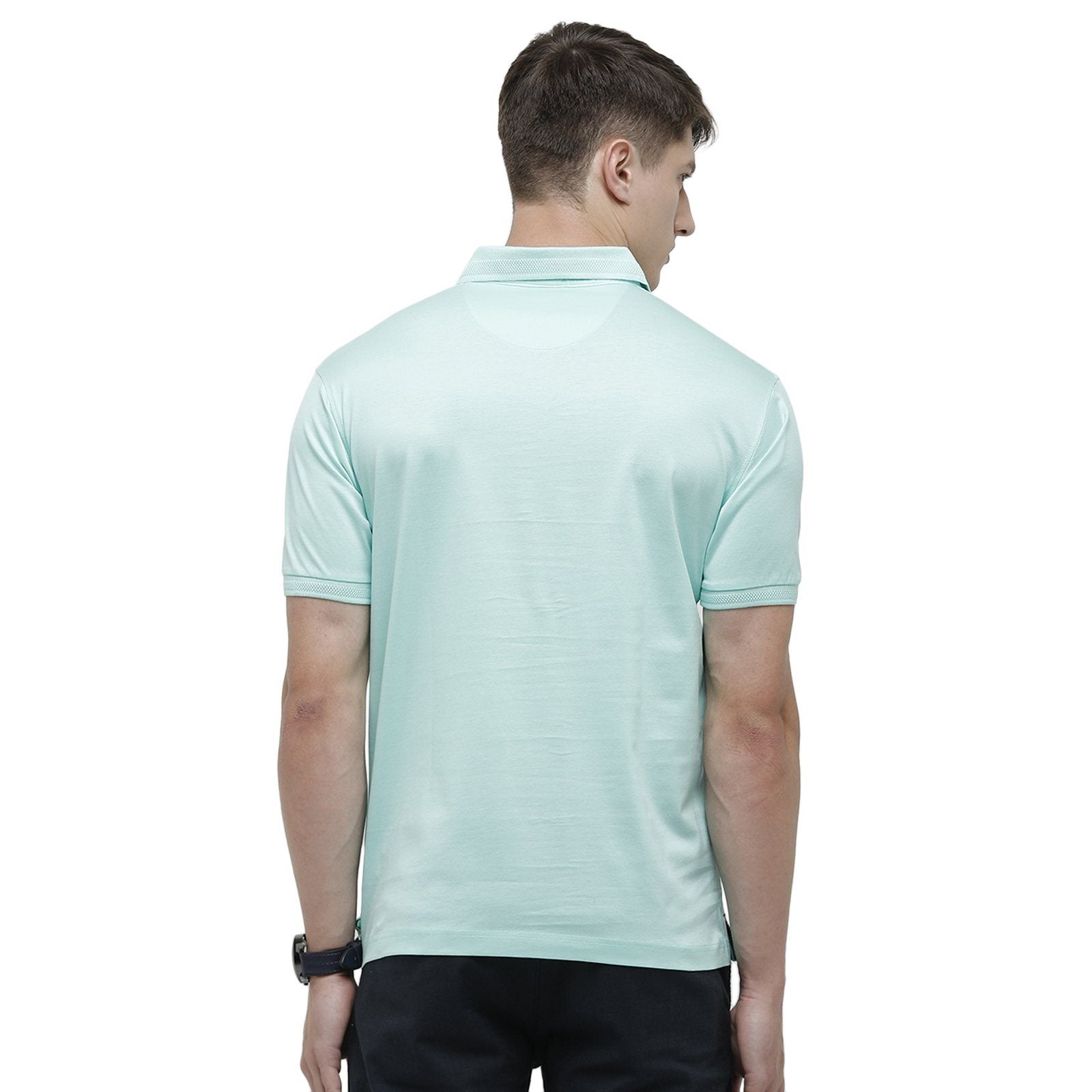 Swiss club Men's Polo Neck Half Sleeve Light Blue Cotton Regular Fit T-Shirt LUXOS-GREEN AQUA AF P T-shirt Swiss Club 