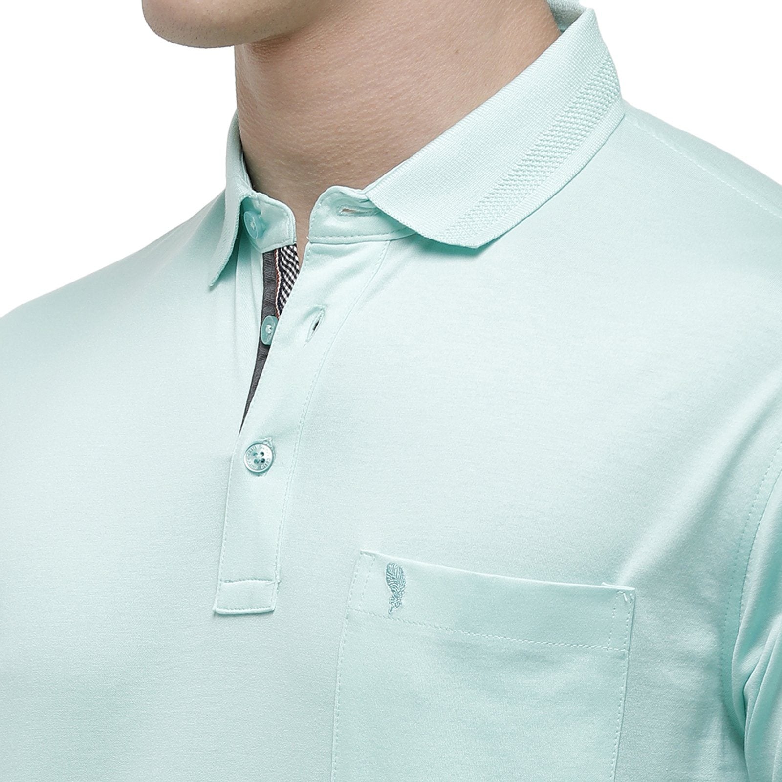 Swiss club Men's Polo Neck Half Sleeve Light Blue Cotton Regular Fit T-Shirt LUXOS-GREEN AQUA AF P T-shirt Swiss Club 