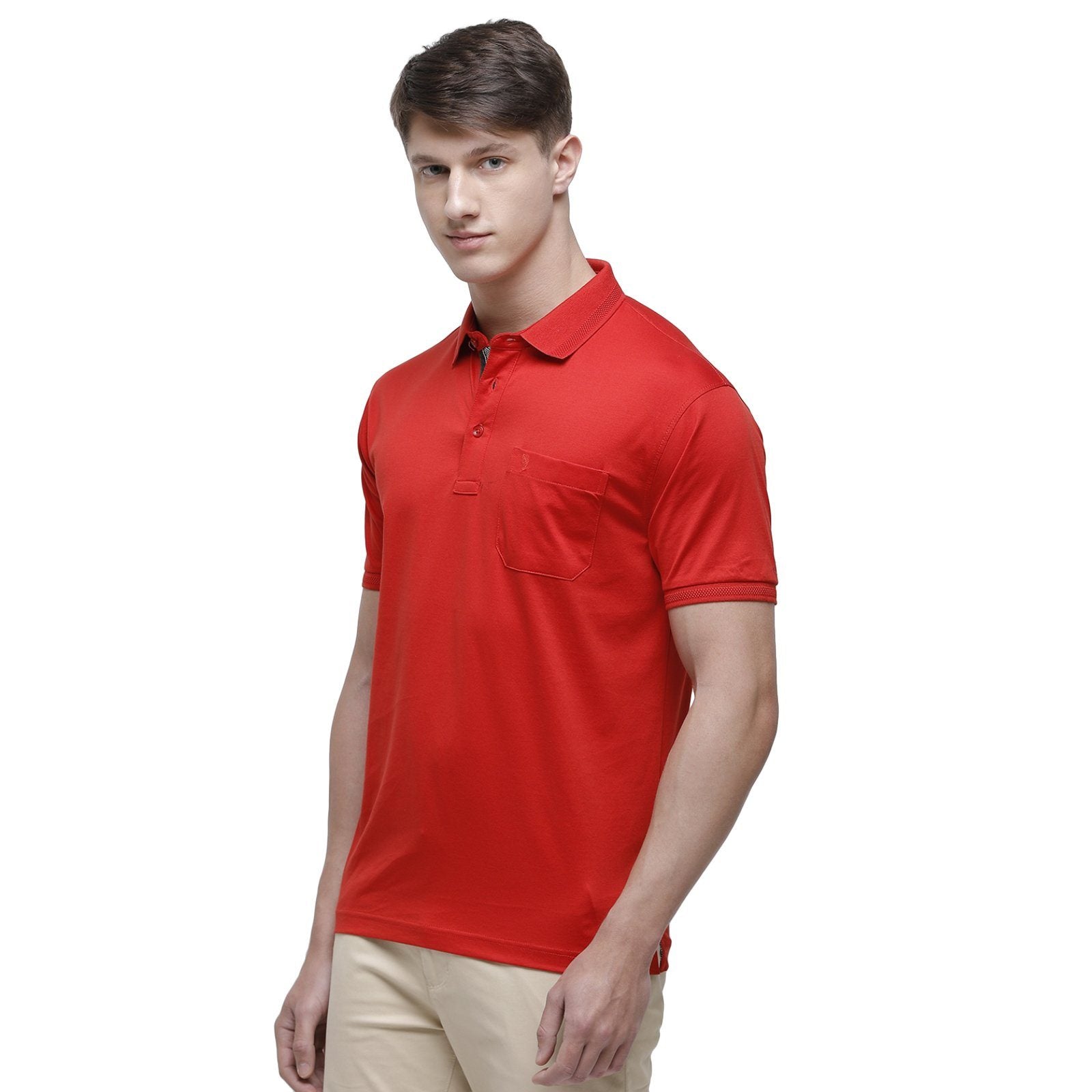Swiss club Men's Polo Neck Half Sleeve Orange Cotton Regular Fit T-Shirt LUXOS-MOLTEN LAVA AF P T-shirt Swiss Club 