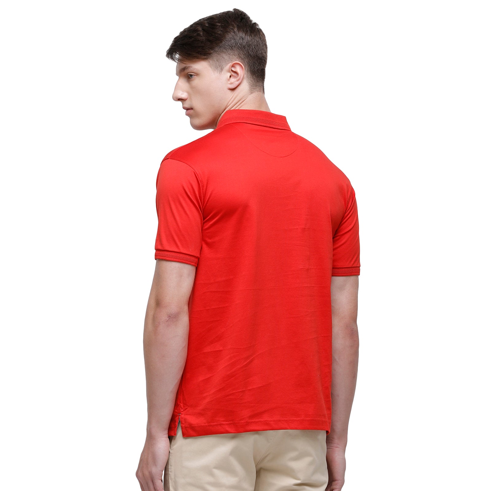 Swiss club Men's Polo Neck Half Sleeve Orange Cotton Regular Fit T-Shirt LUXOS-MOLTEN LAVA AF P T-shirt Swiss Club 