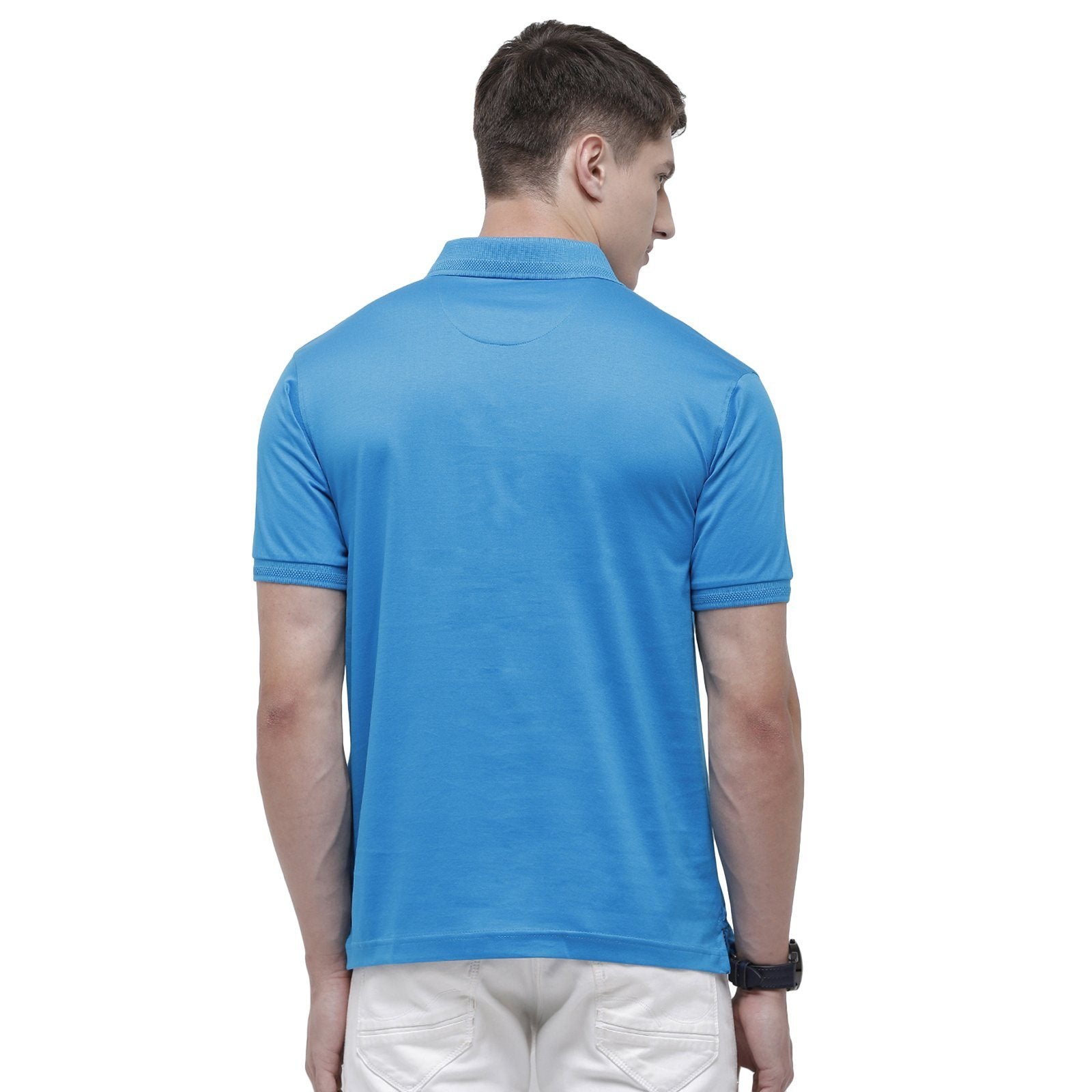 Swiss club Men's Polo Neck Half Sleeve Blue Cotton Regular Fit T-Shirt LUXOS-PRO BLUE AF P T-shirt Swiss Club 