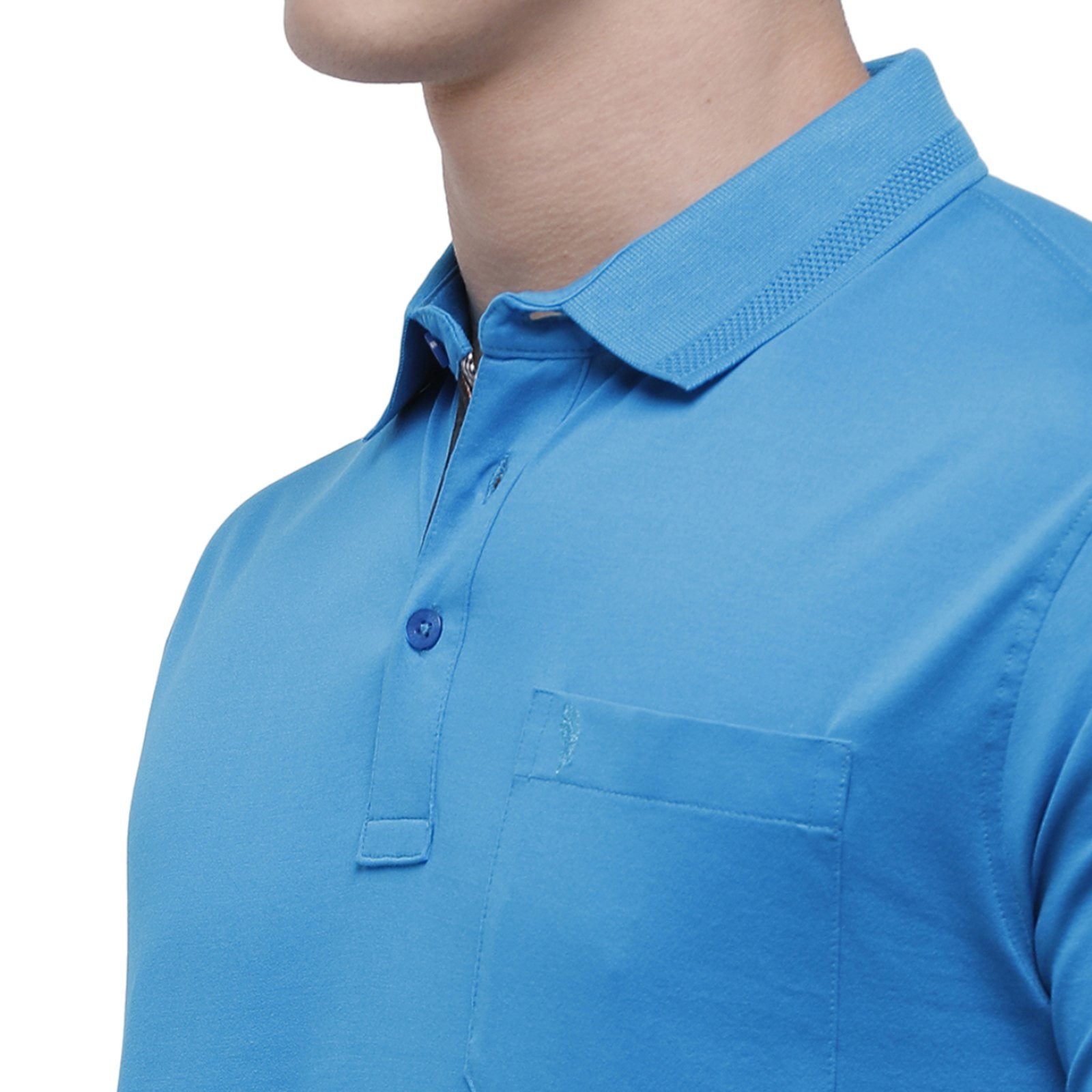 Swiss club Men's Polo Neck Half Sleeve Blue Cotton Regular Fit T-Shirt LUXOS-PRO BLUE AF P T-shirt Swiss Club 