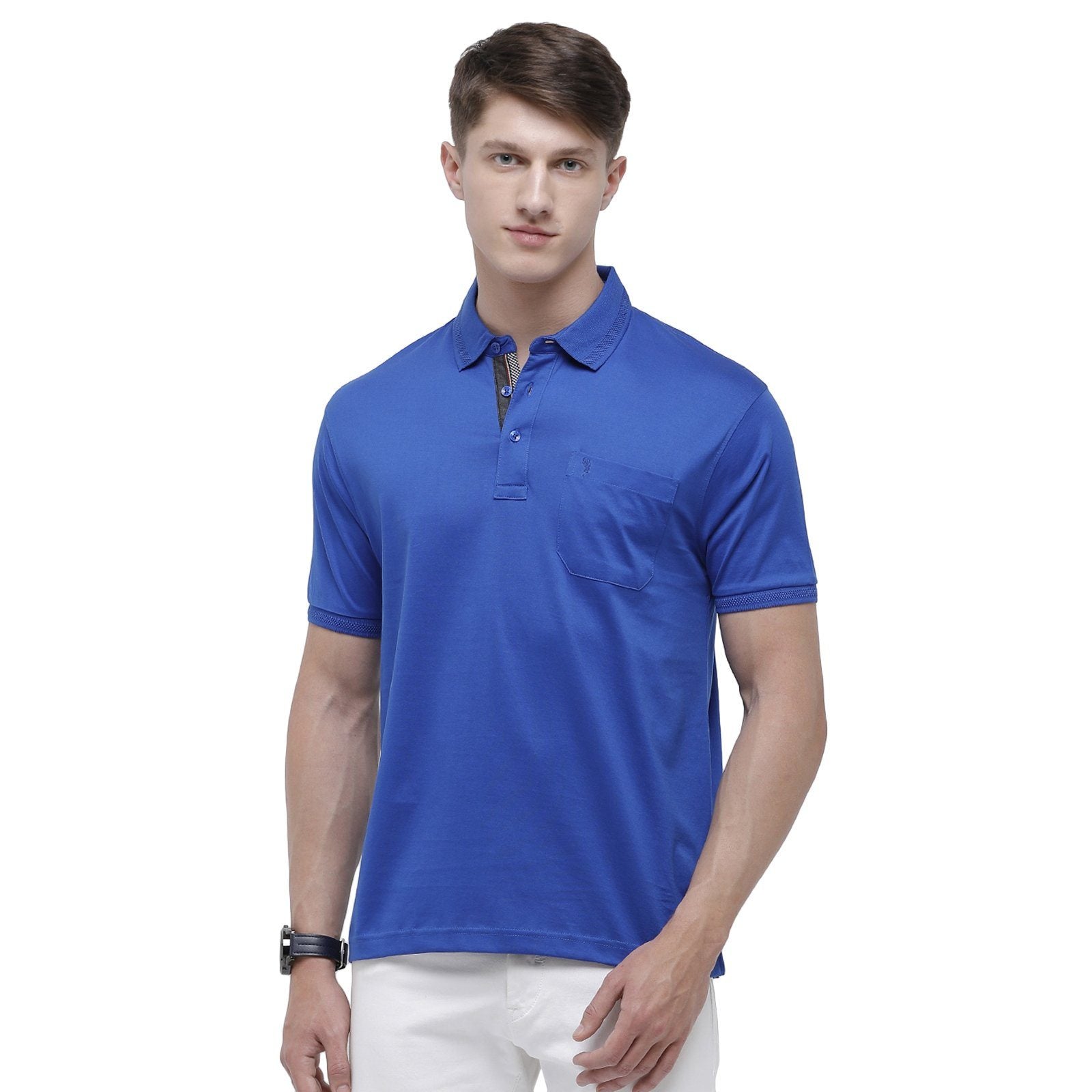 Swiss club Men's Polo Neck Half Sleeve Cotton Regular Fit Snorkel Blue T-Shirt T-shirt Swiss Club 