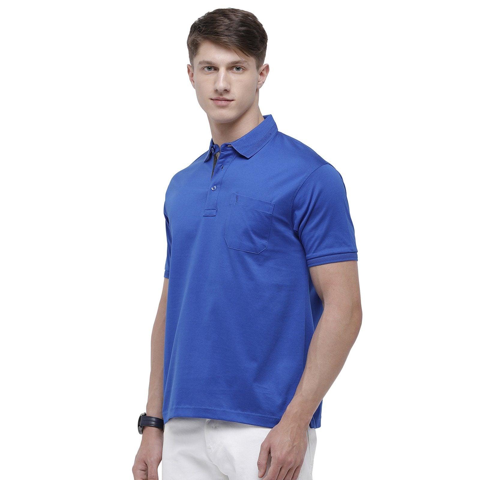 Swiss club Men's Polo Neck Half Sleeve Cotton Regular Fit Snorkel Blue T-Shirt T-shirt Swiss Club 
