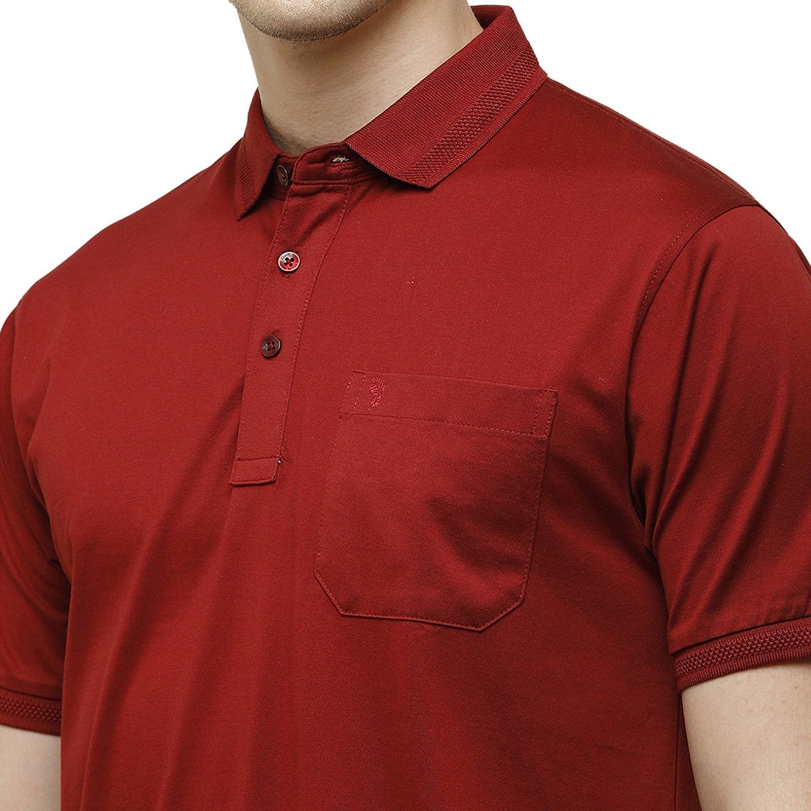 Swiss Club Men's Regular Fit Polo Collar Half Sleeve Solid Cotton Blend Maroon T-Shirt LUXOS-SYRAH AF P T-shirt Swiss Club 